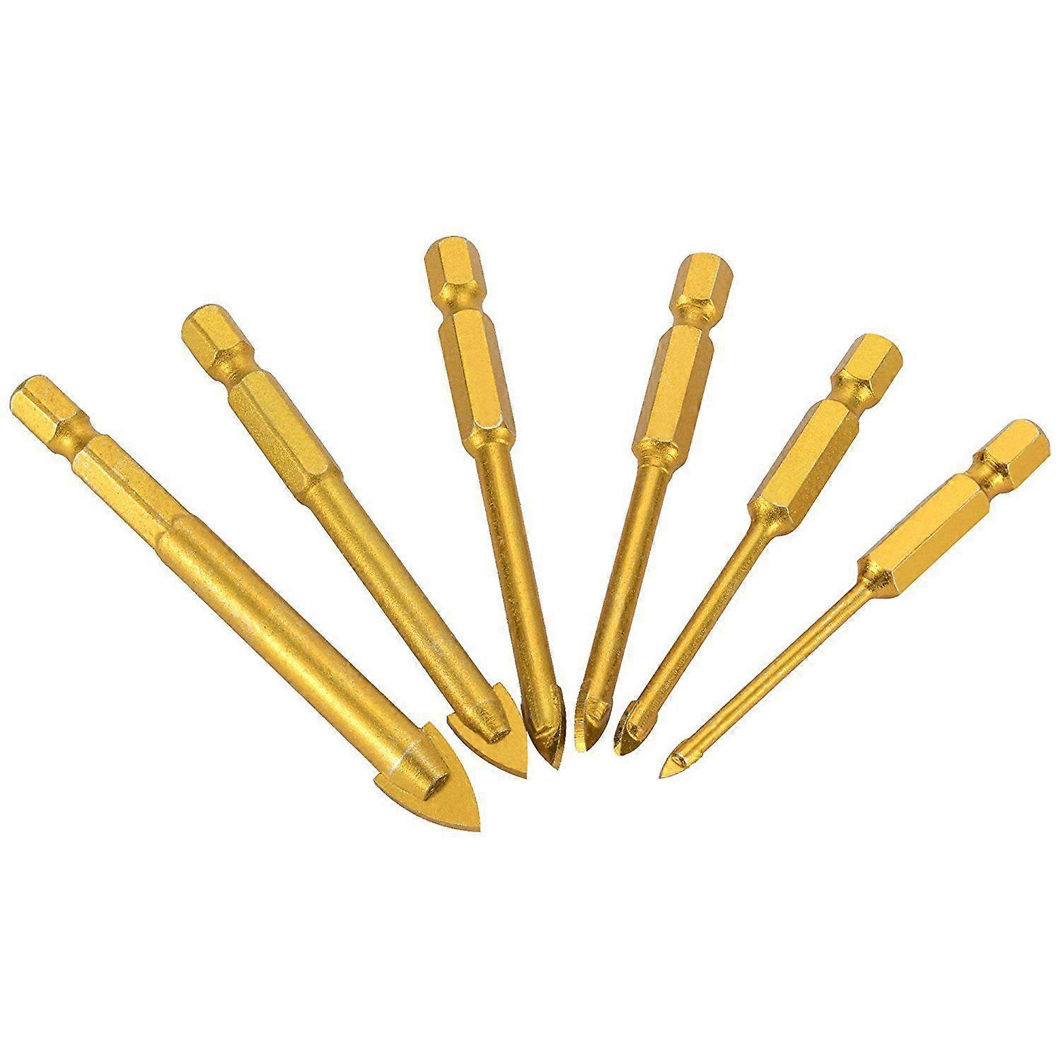 6pcs Glass Drill Set Tile Ceramic Drilling Set 3/4/5/6/8/10mm with 1/4inch Hex for Porcelain Marble