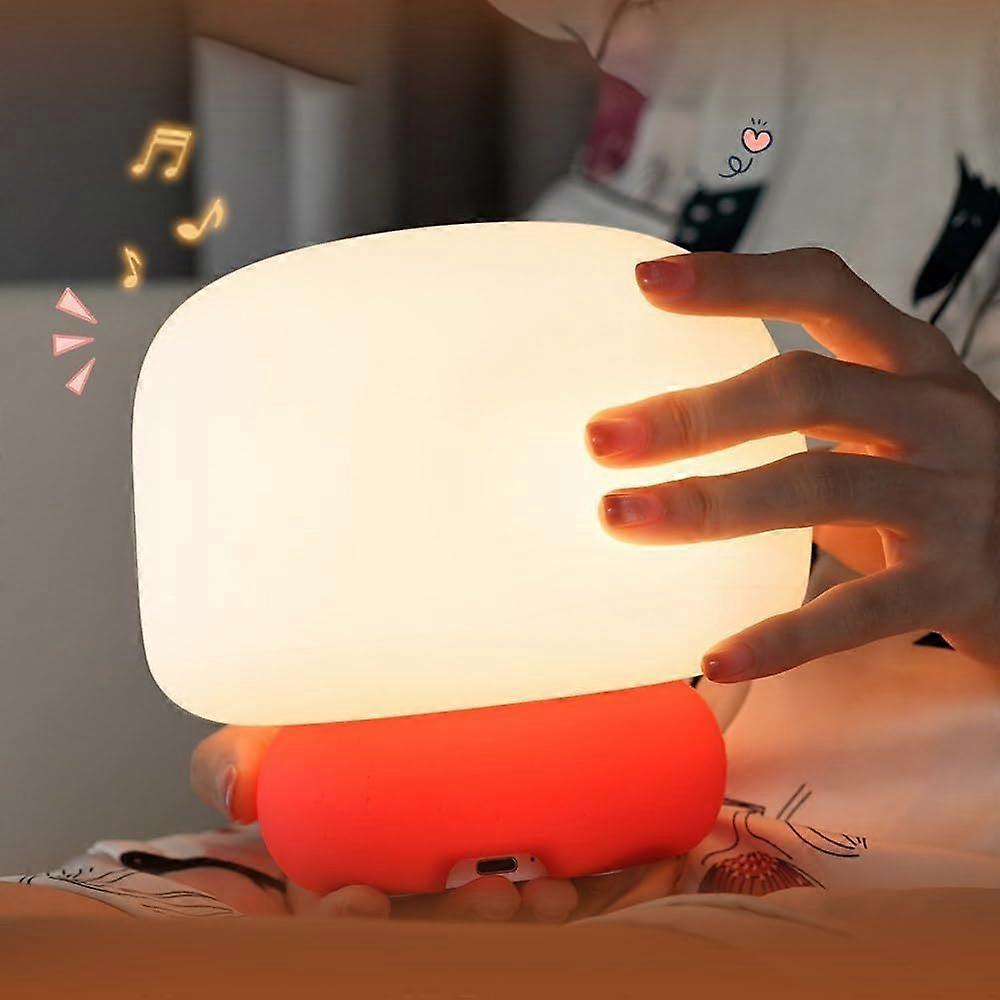 Mushroom Night Light for Kids Soft Silicone Lamp with Sound Effects, Eye-Friendly LED(White)