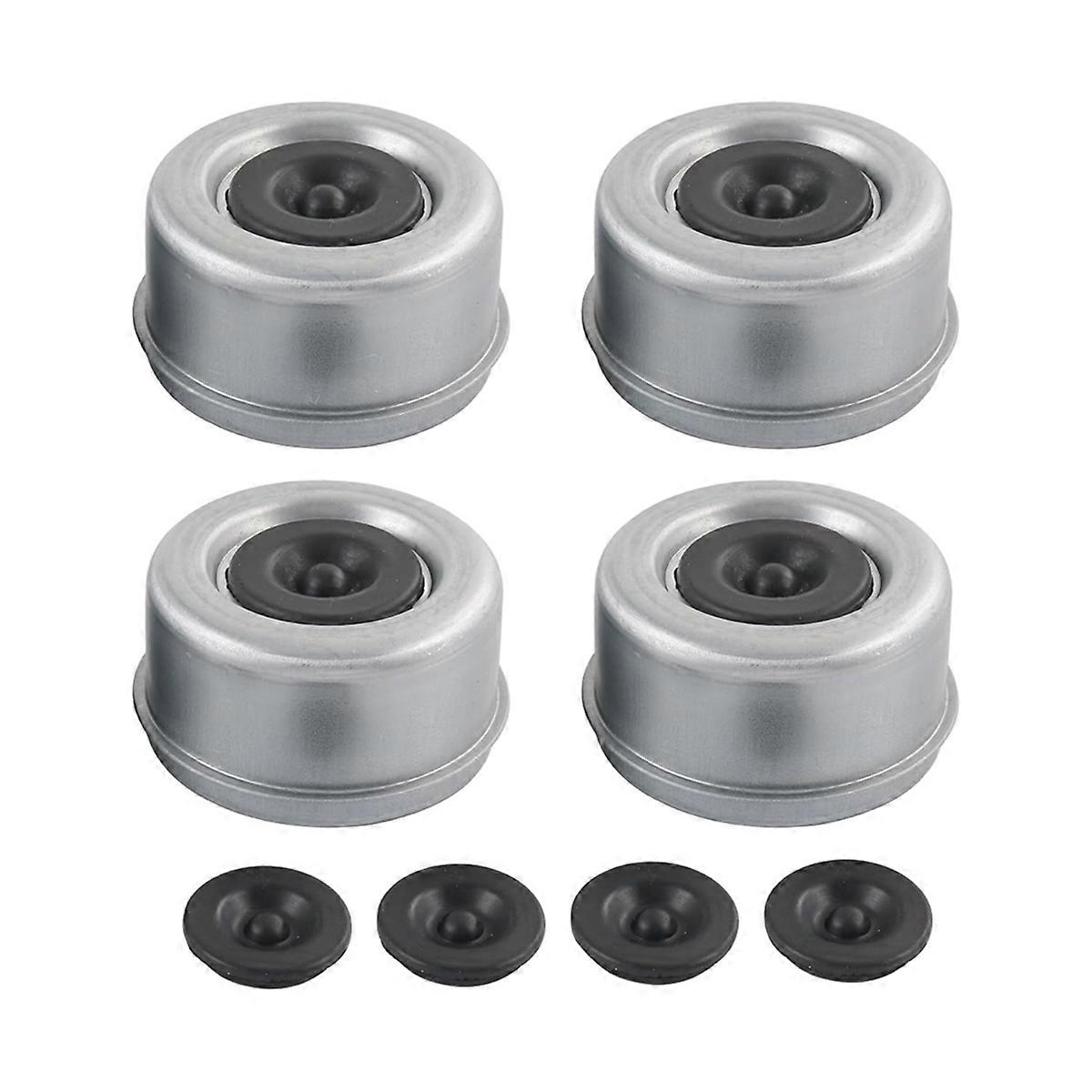 4pcs 2.72inch Trailer Axle Wheel Hub and Bearing Dust Cap with 4 Rubber Plugs for Most 7000-8000lb Wheel Hubs Trailer