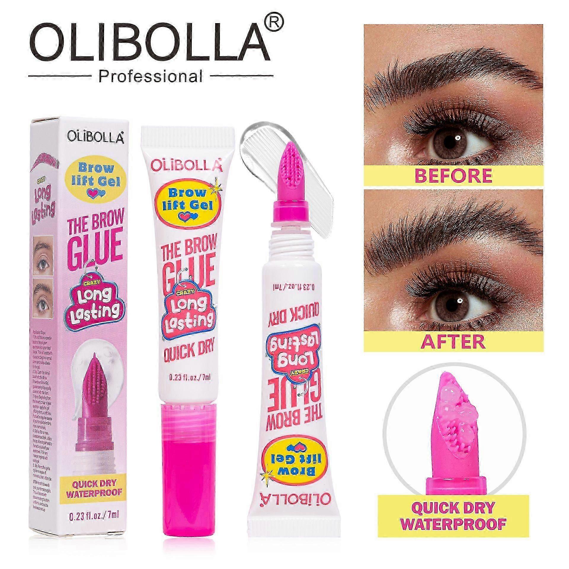 Clear Eyebrow Gel, Brow Lamination Gel for Instant Lift and Long-Lasting Hold & Built-In Styling Comb, for Fluffy Defined Brows