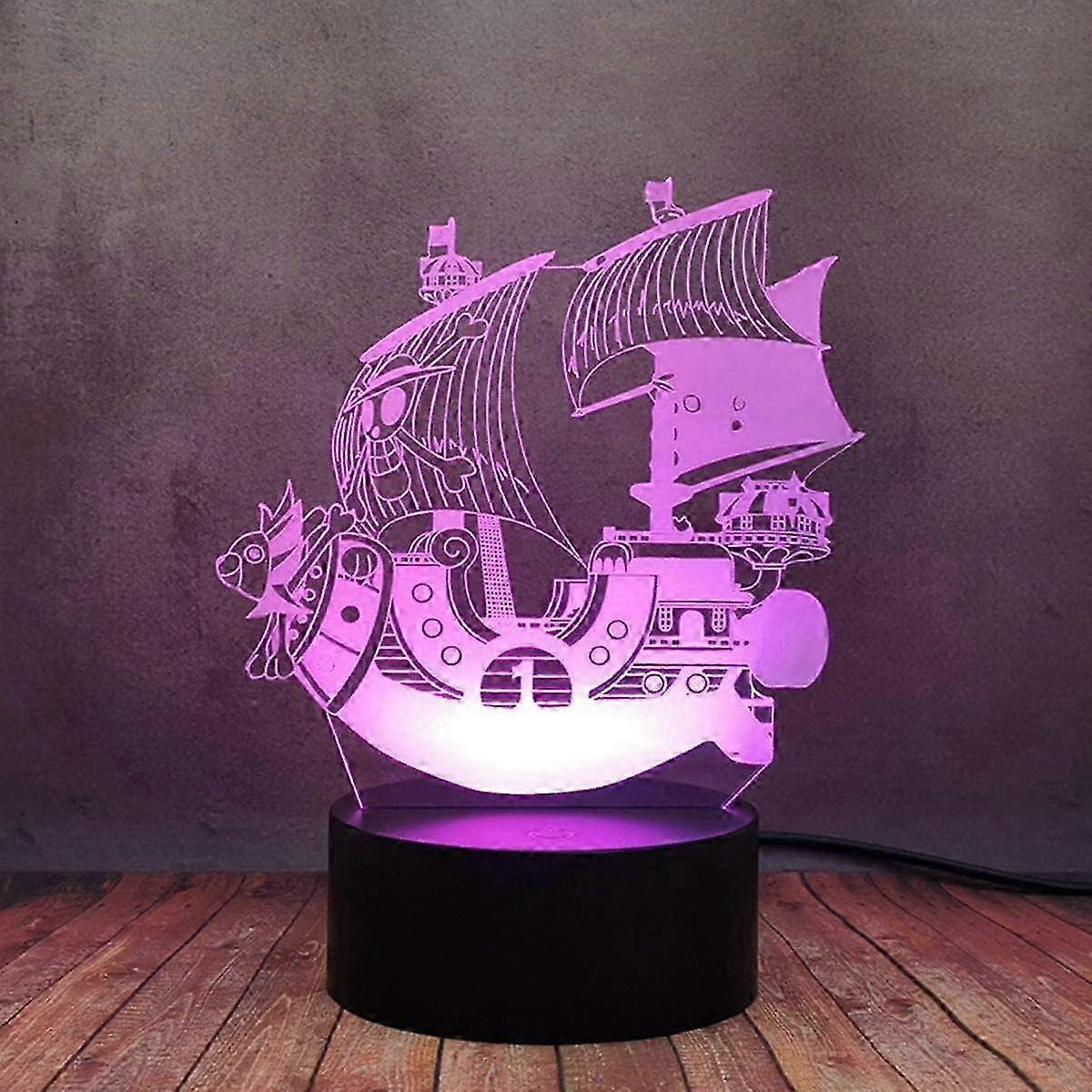 One Piece Luffy 3D Illusion Night Light Lamp Smart Touch, RGB Effect USB Cable Powered Creative 3D Japanese Anime Lamp