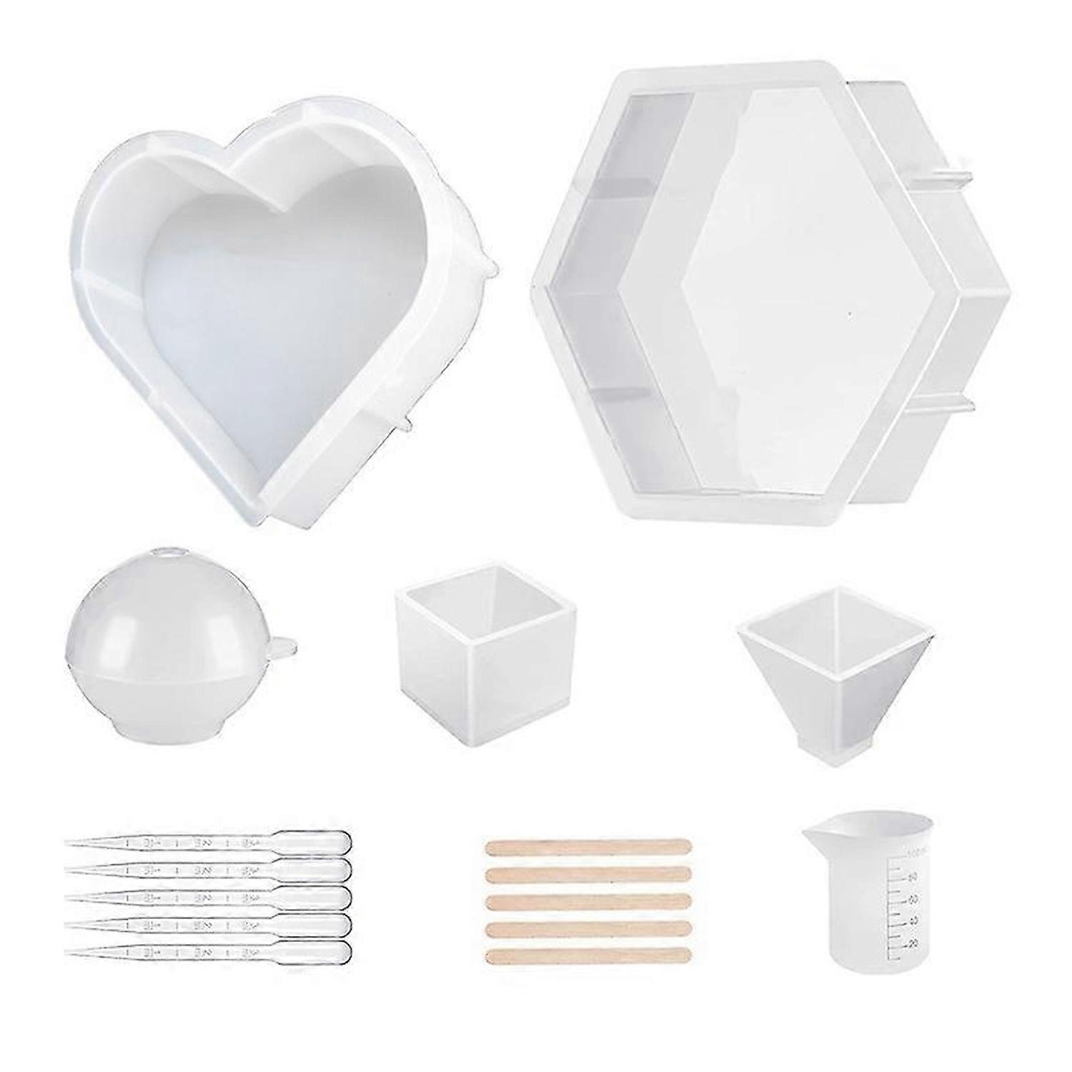 Resin Molds Silicone Kit, for Flowers Preservation, Including Hexagon