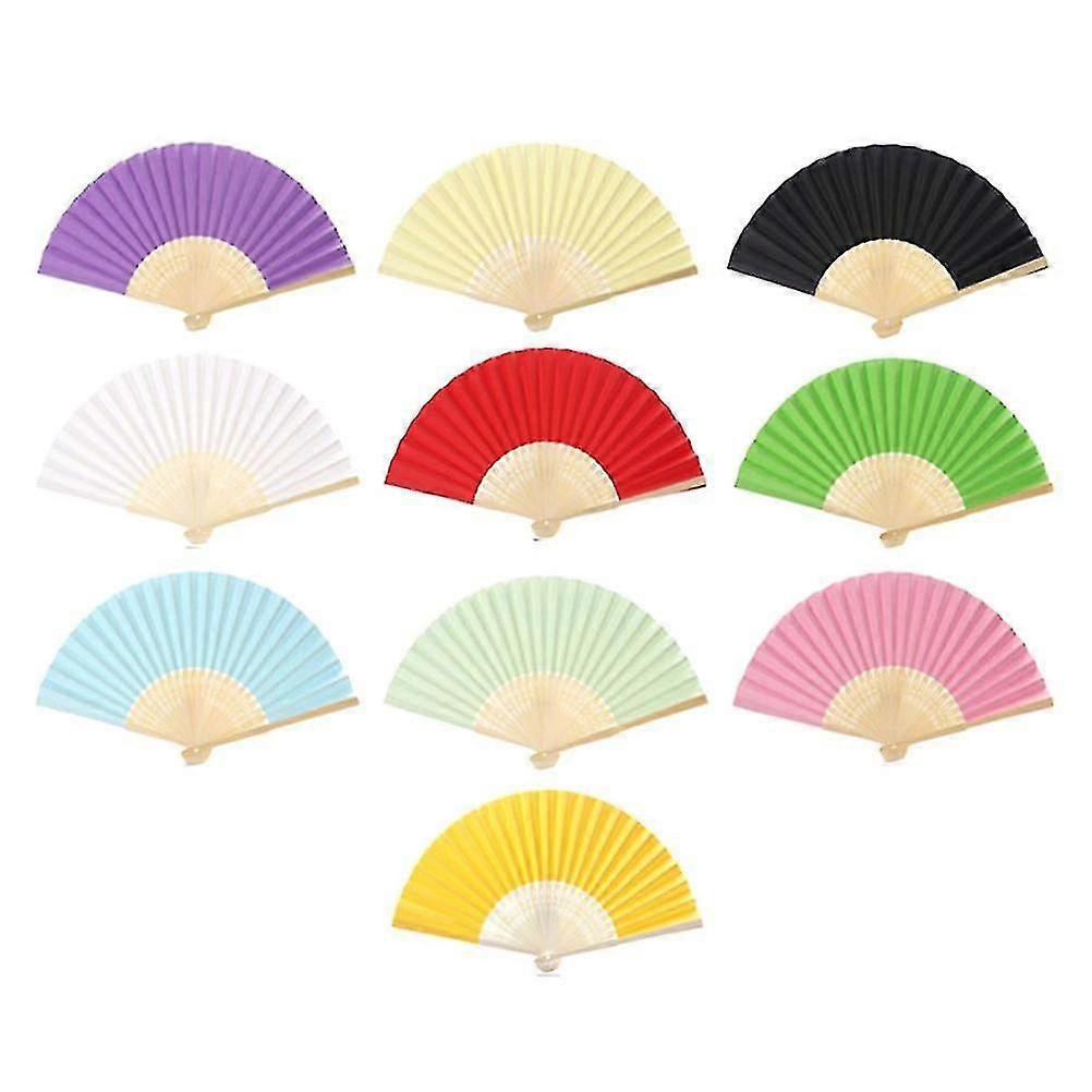 10 Pcs Handheld Fans Foldable Paper Fan Kids Paper Fan Handheld Folding Fans Painting Paper Fan Paper Folding Fan Folding Fans