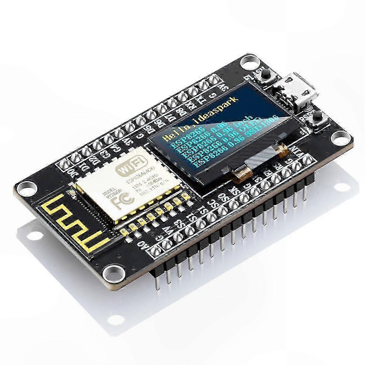 ESP8266 Development Board with 0.96" OLED Display and CH340 WiFi Module for Microcontroller Projects