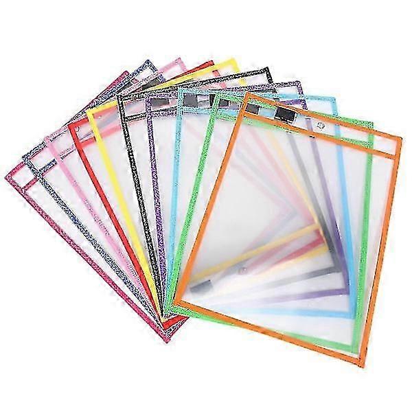 30-Pack PVC Dry Erase Pockets, Transparent Dry Erase File Bags, Reusable Dry Erase Bags