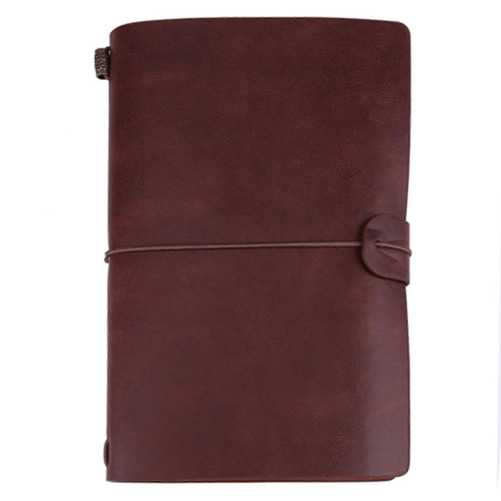Classic PU Leather Travel Notebook Personalized Journal Diary Refillable Notepad (Dark Brown)