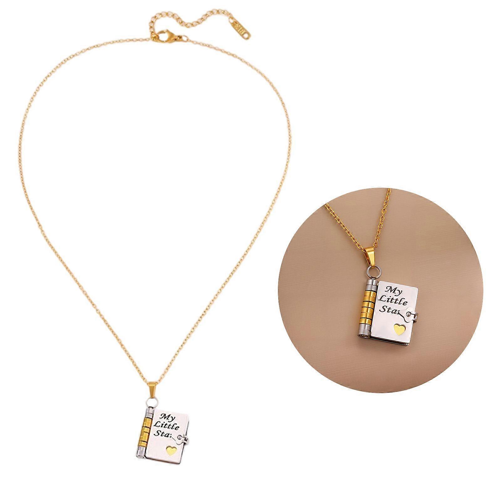 My Little Star Book riipus kaulakoru tyttärelle avattavat sivut kaiverrettu kirje