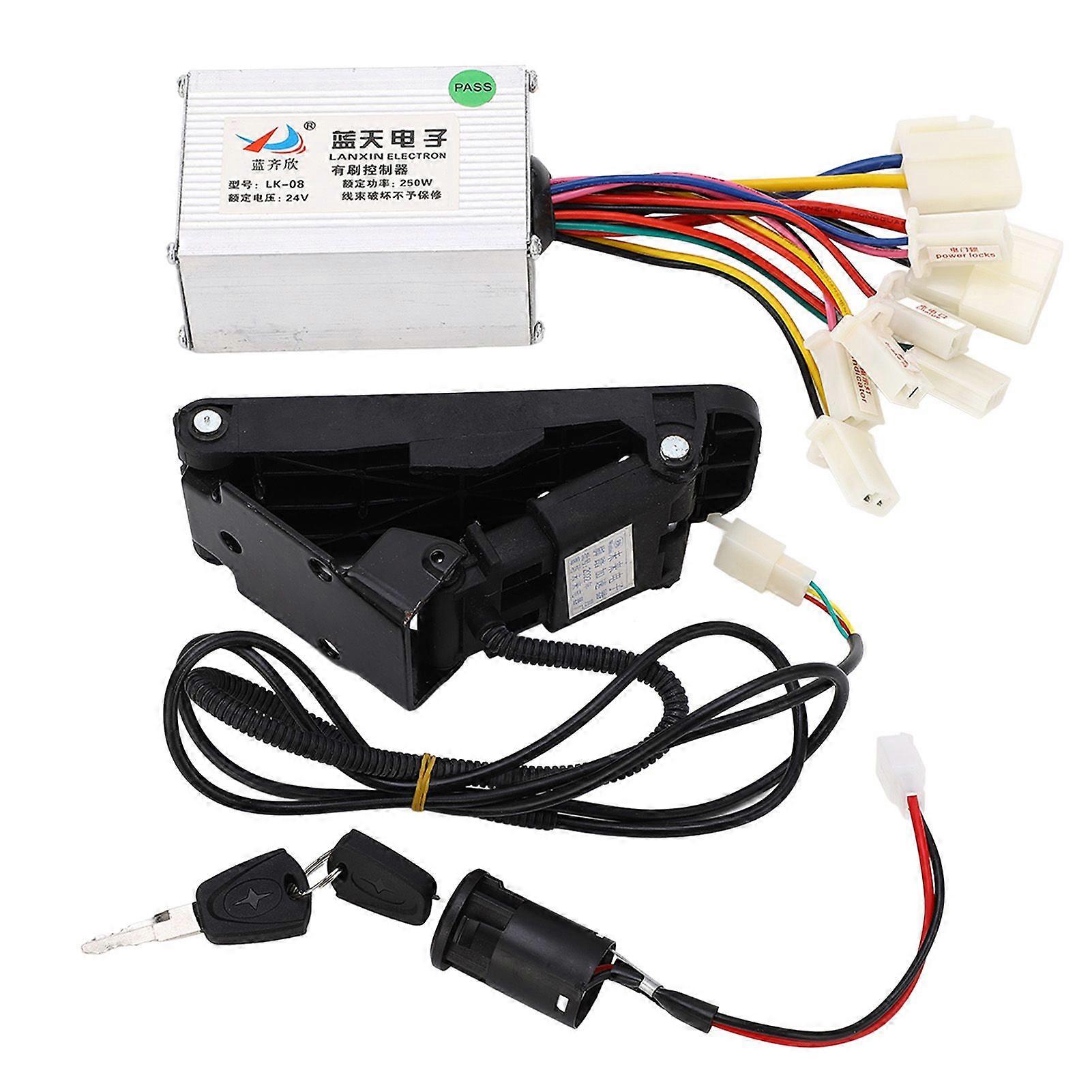 24V 250W Brushed Controller and Pedal Accelerator Assembly Electric Tricycle Conversion Kit for Electric Bike Replacement