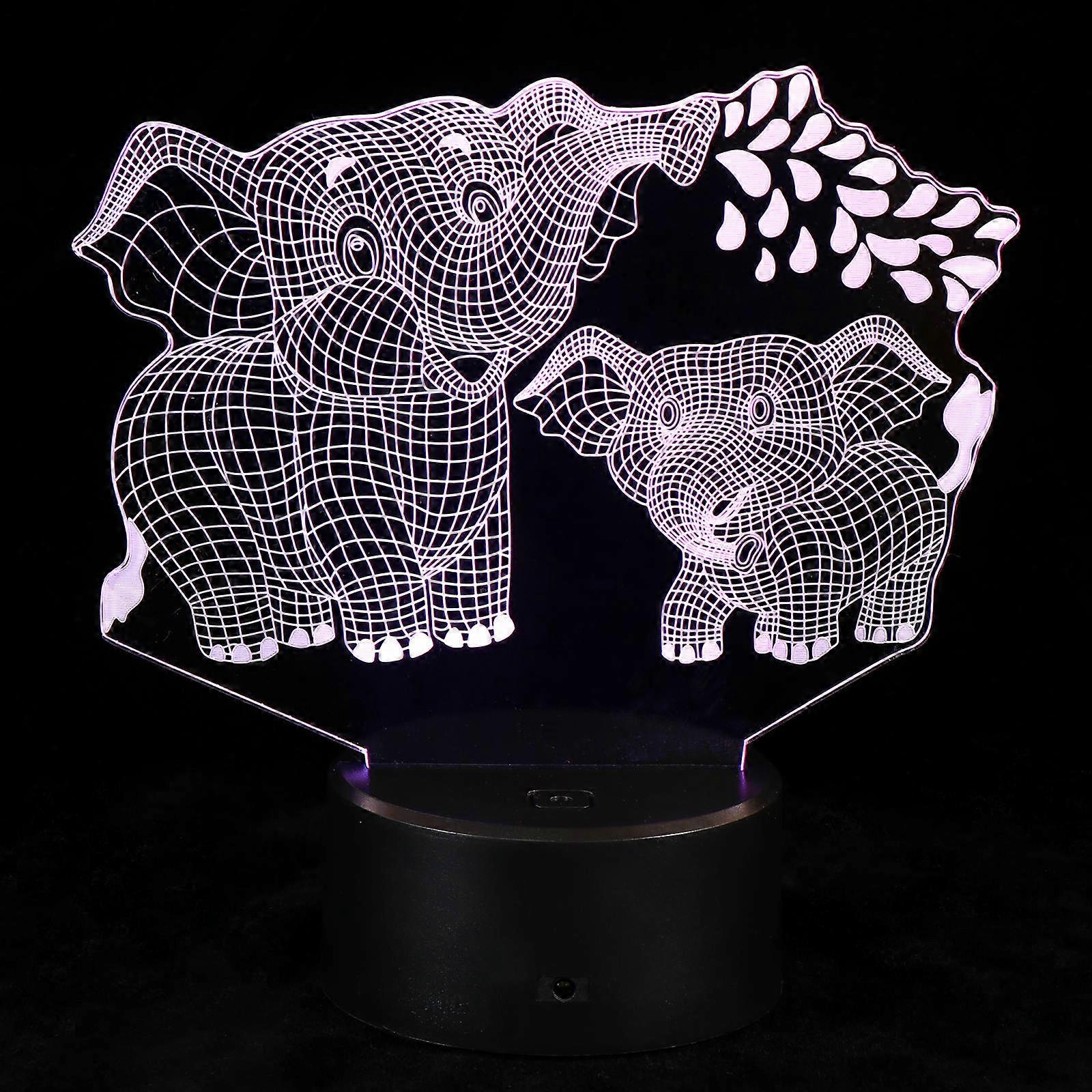 Elephant 3D Night Light LED Lamp with Touch Function 1Pcs Party Light