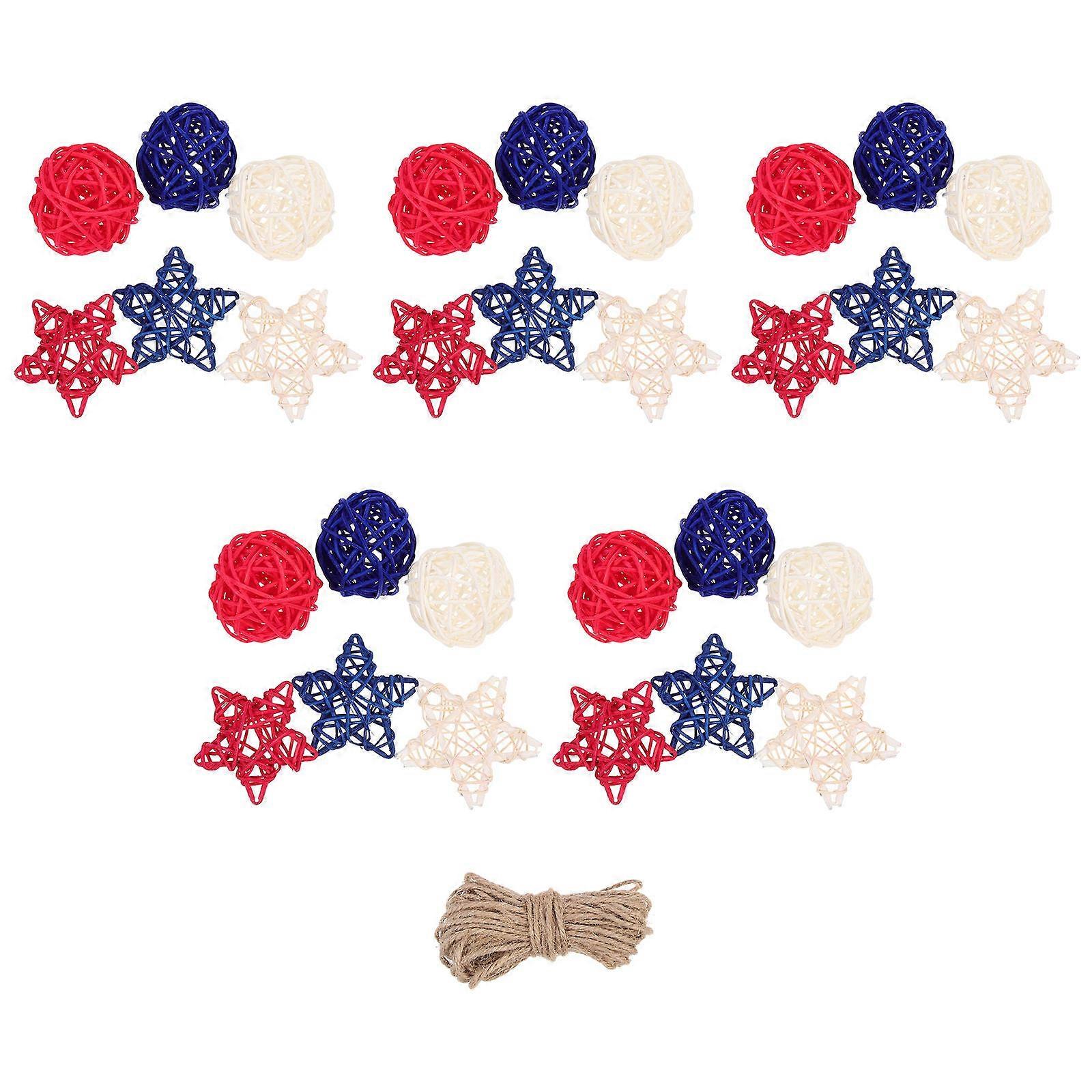 Independence Day Decorative Rattan Balls Party Atmosphere Creation Assorted Color 30Pcs