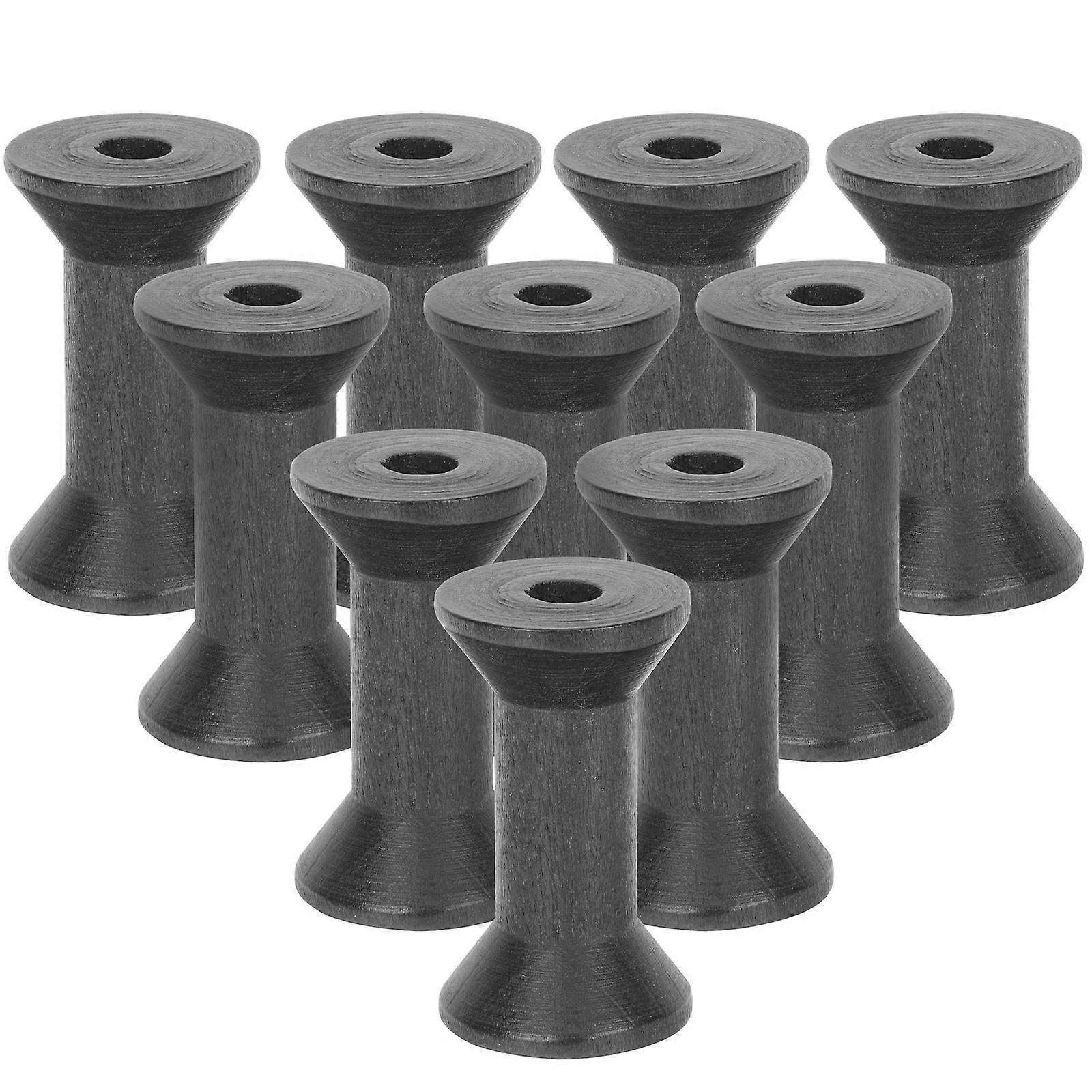 Winding Spools Wooden Thread Spools for Home Decor Black Durable Material for Diy Winding 10Pack