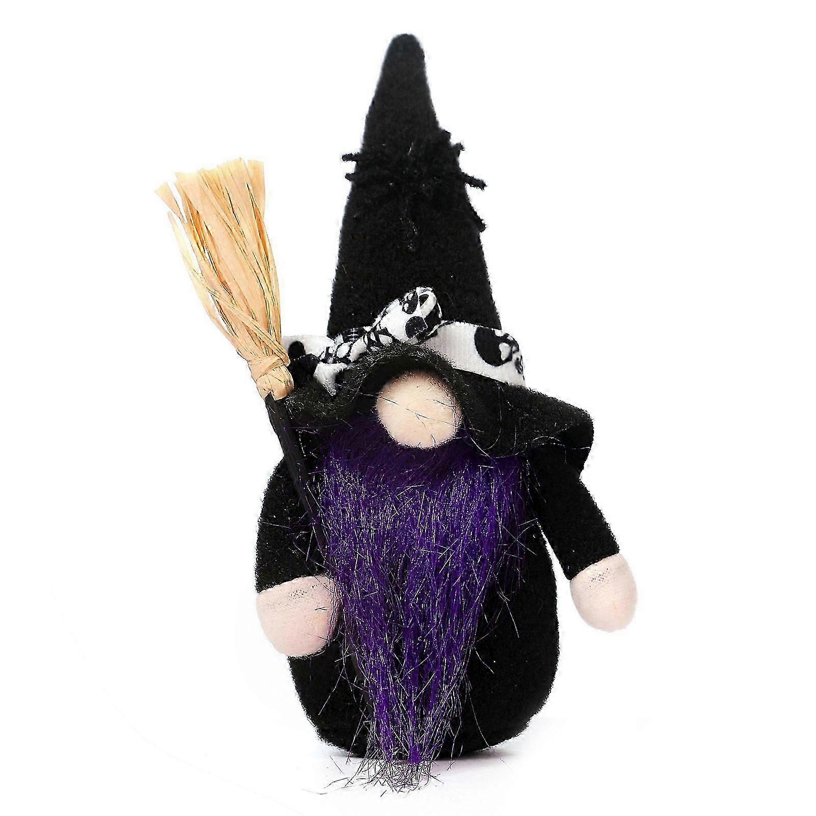 For Halloween Gnome Plush Doll Witch Hat Brooms Ornament for Party Decoration