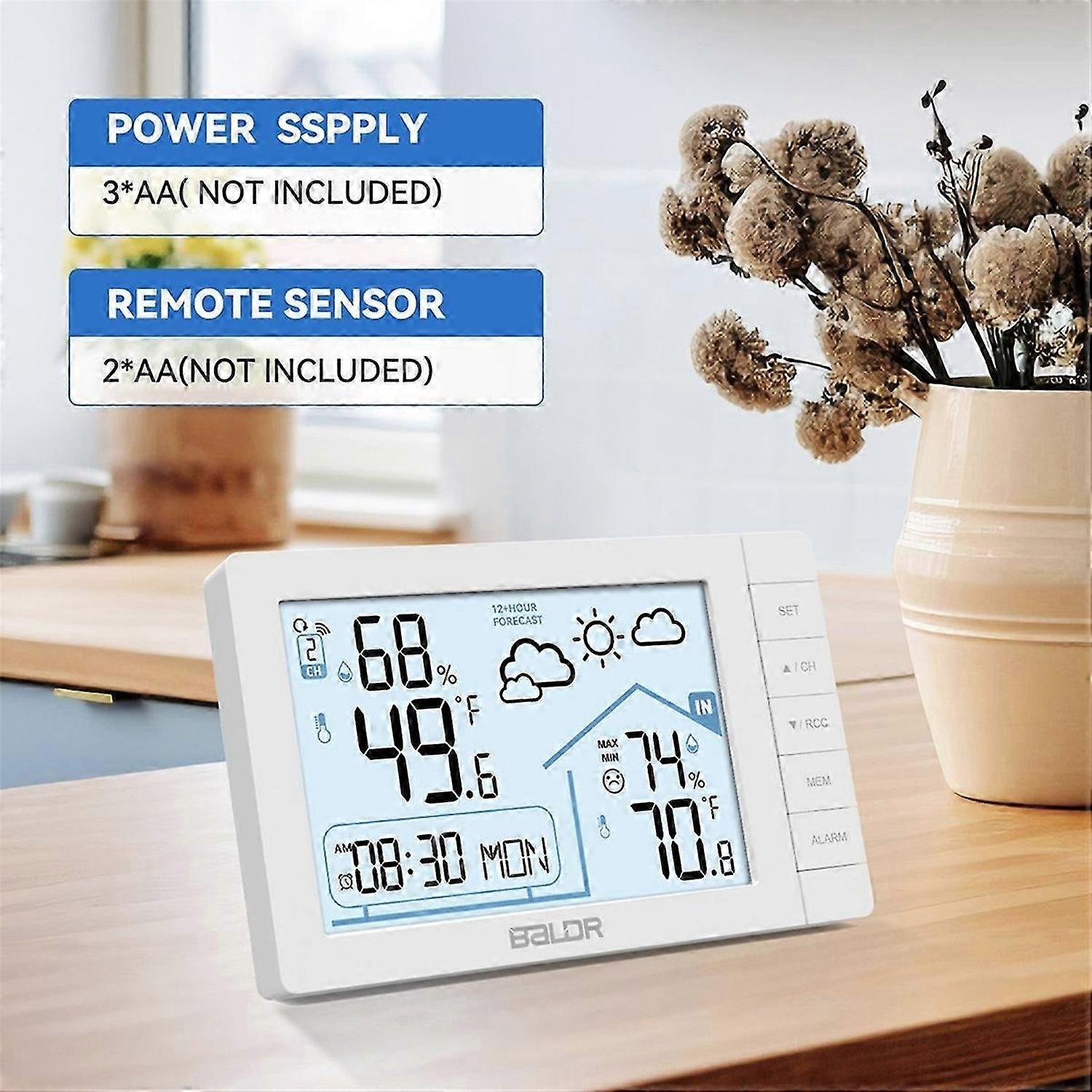 Wireless Weather Station with Wireless Sensor DCF Radio-Controlled Clock Indoor/Outdoor Thermometer