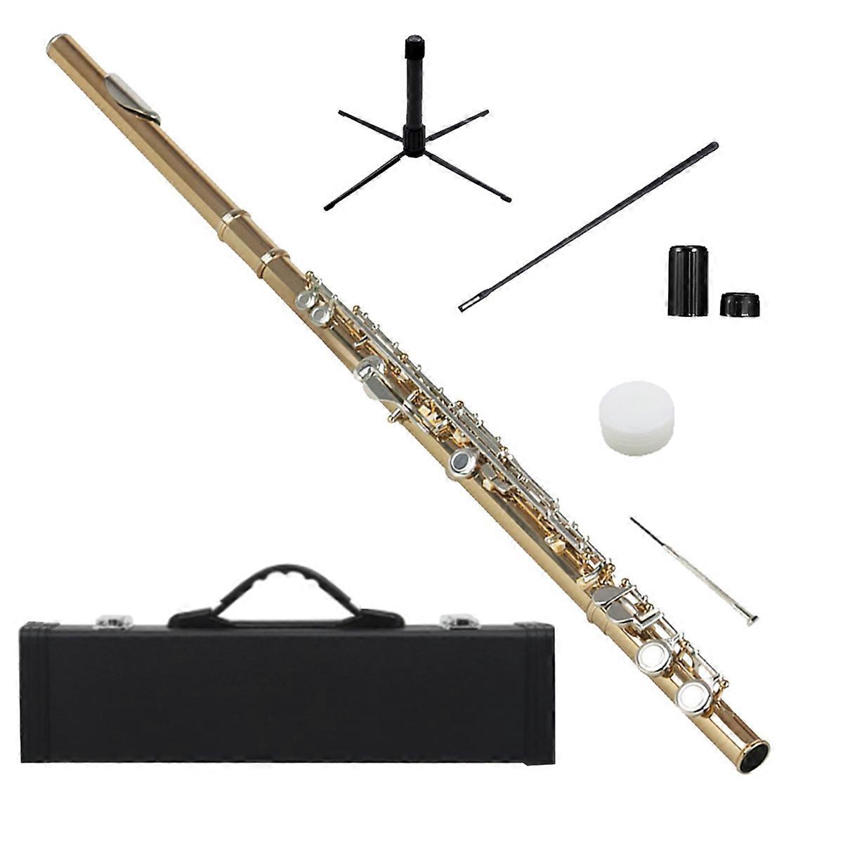 16 Closed Holes Flute C Key Flute Concert Performance Flute Professional Woodwind Instruments Gold