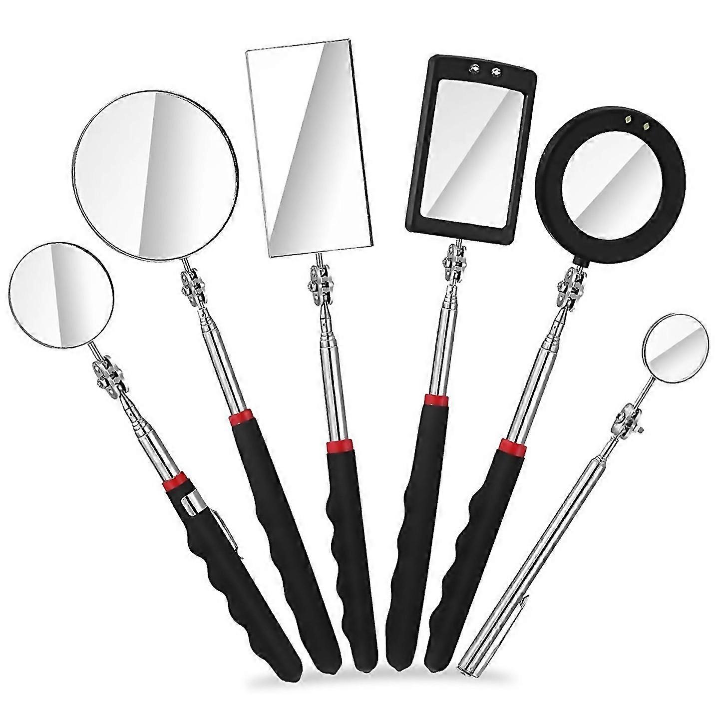 For 6pcs Led Telescoping Inspection Mirrorretractable Led Mechanical Mirror Toolretractable Under