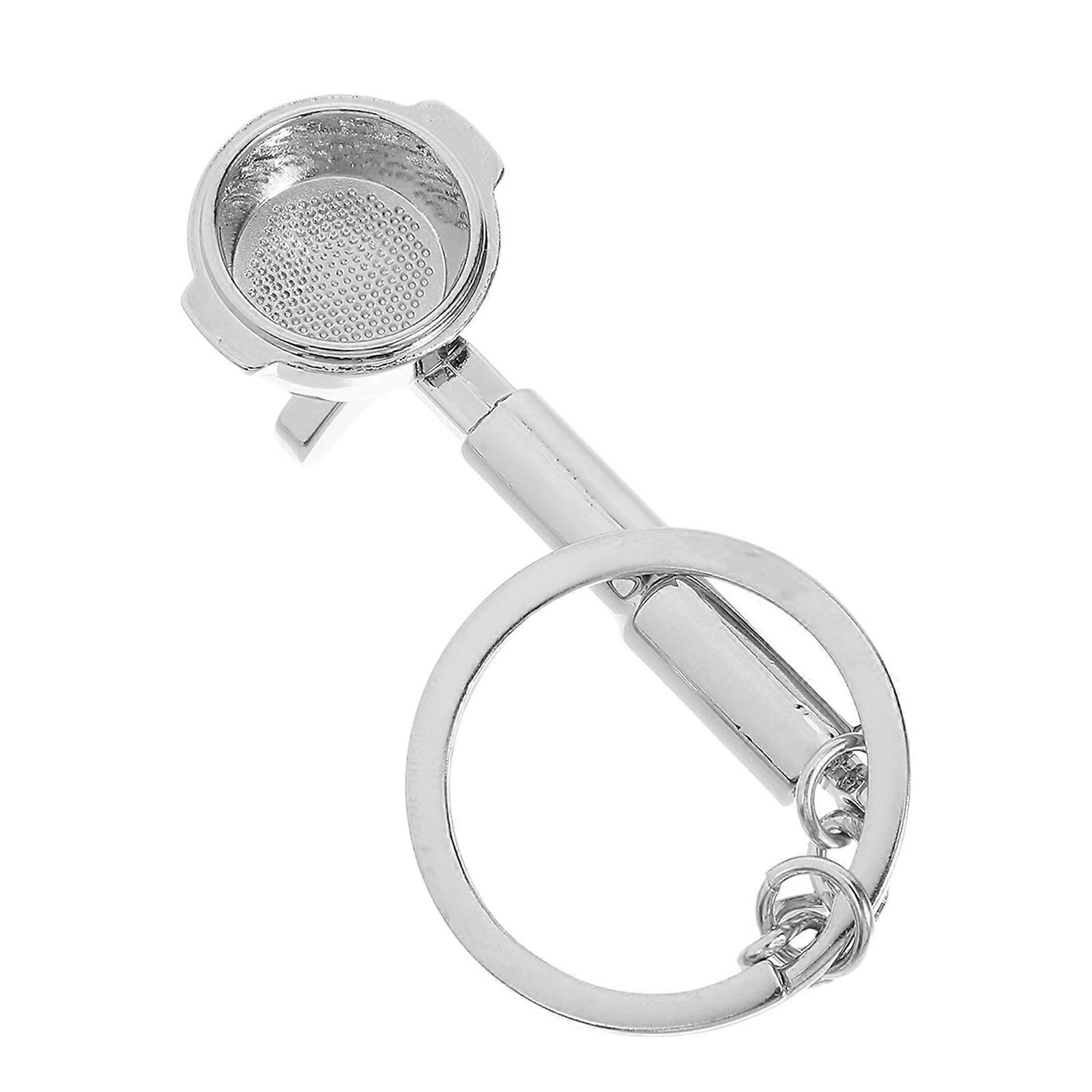 Creative Keyring 3D Coffee Utensil Anniversary Events Silver Key Holder Pendant Decor 1Pack