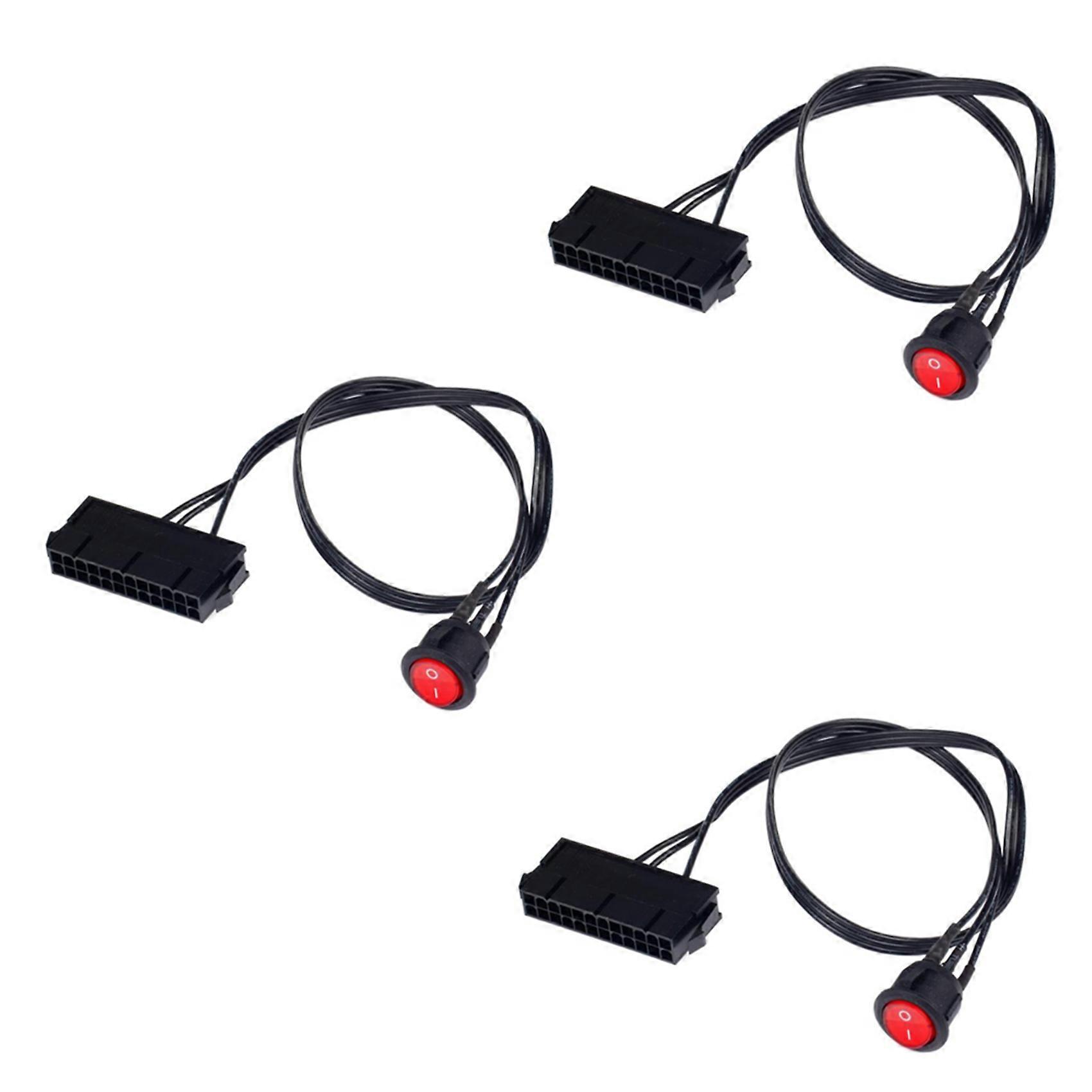 3pcs 50cm Cable Copper Tin Wire 24-Pin Female ATX PSU PC Power Supply Tester Start Up Jumper with ON