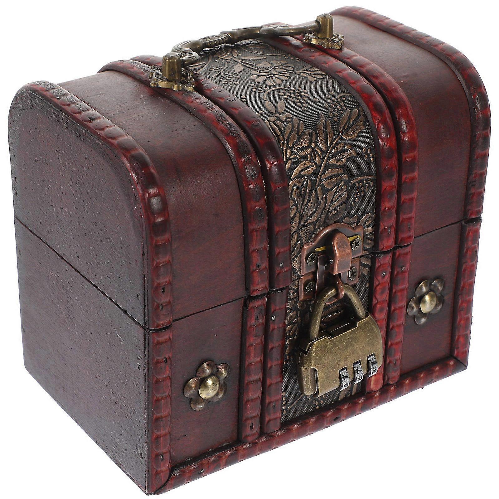 Vintage Wooden Treasure Chest for Storage Use 3Pcs Keepsake Wood Case