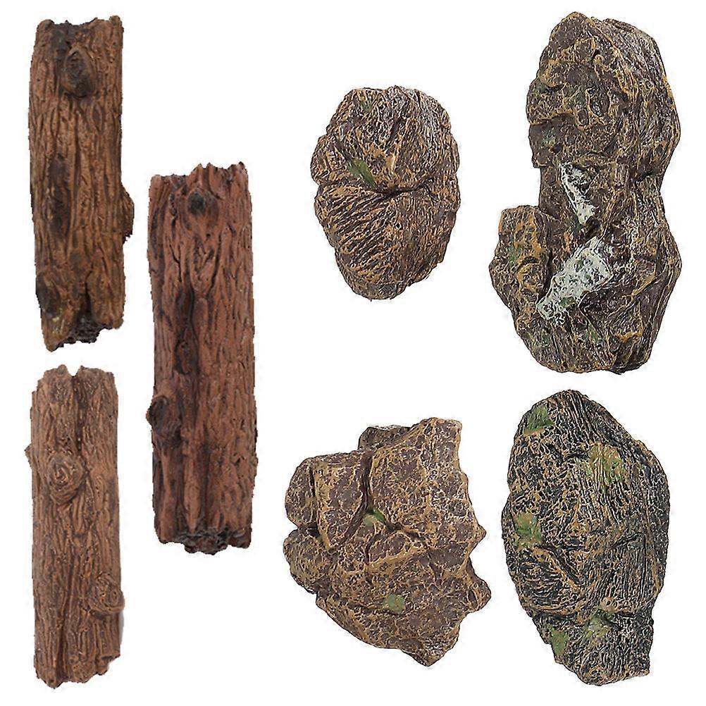 Fake Stone Model Mini Tree Stump Figurine for Decoration 5Sets