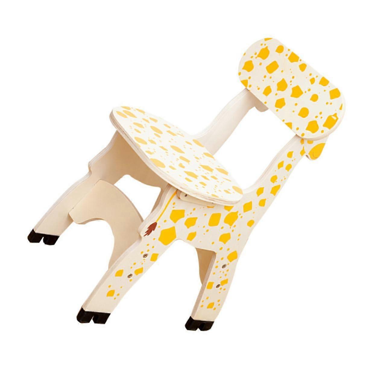 Wooden Giraffe Chair For Kids, Safe Back Chair, Early Education Furniture Stool For Playroom And Bedroom