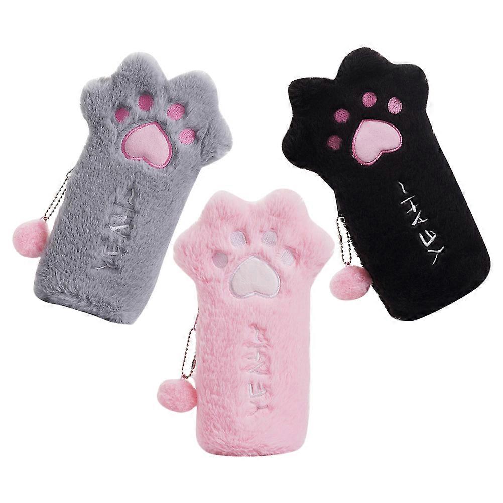 Assorted Color Plush Pen Bag for Storage 9Pcs Cartoon Pencil Case