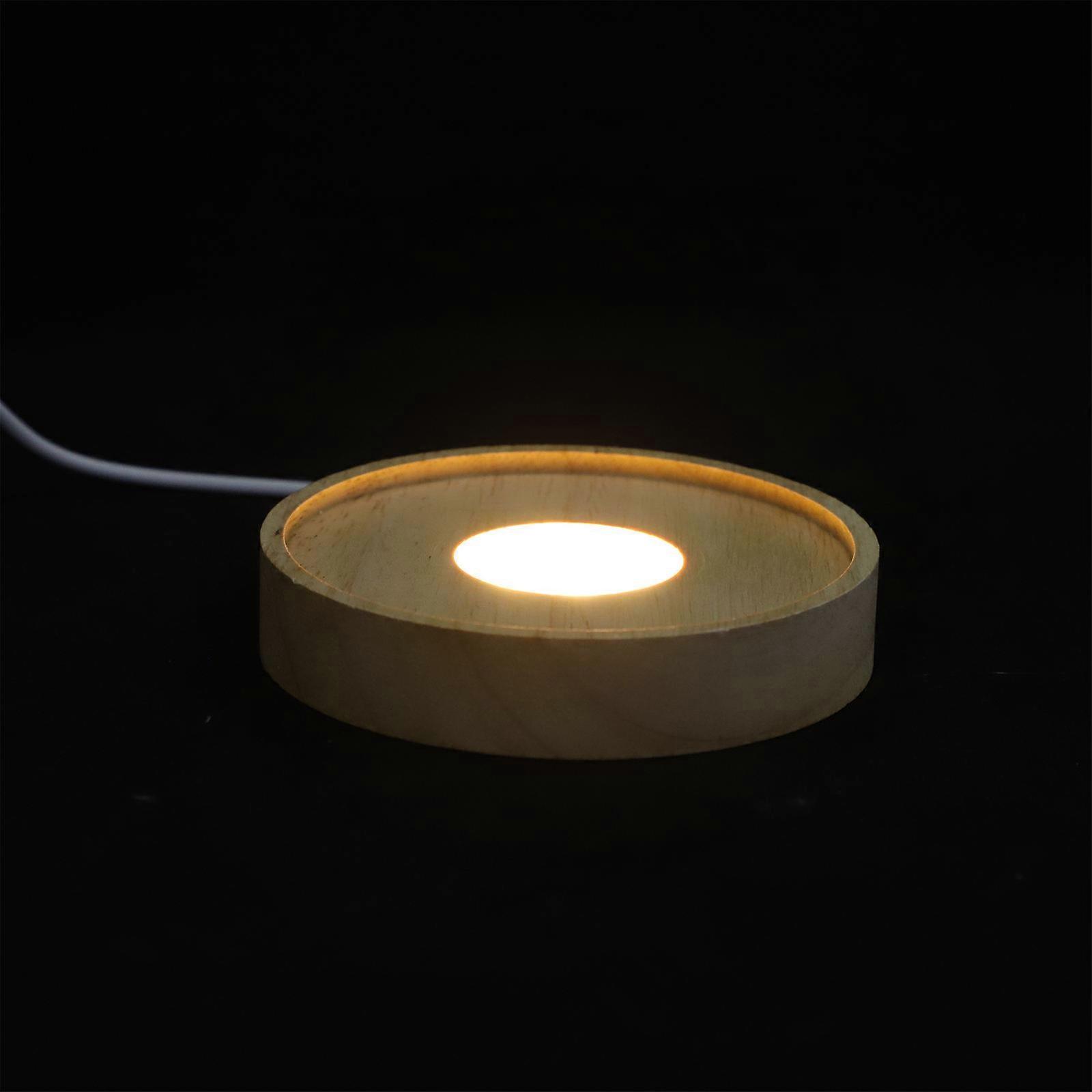 Sphere Stand Wooden Luminous Pedestal Creative Crystal Ball Stand Indoor Display 3.9×3.9×0.8in 1Pack