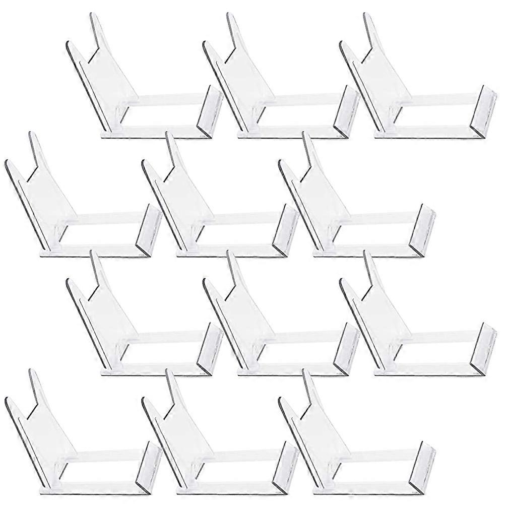 12Pcs Plastic Plate Display Stands For Home Use Transparent Supporting Rack Square Style