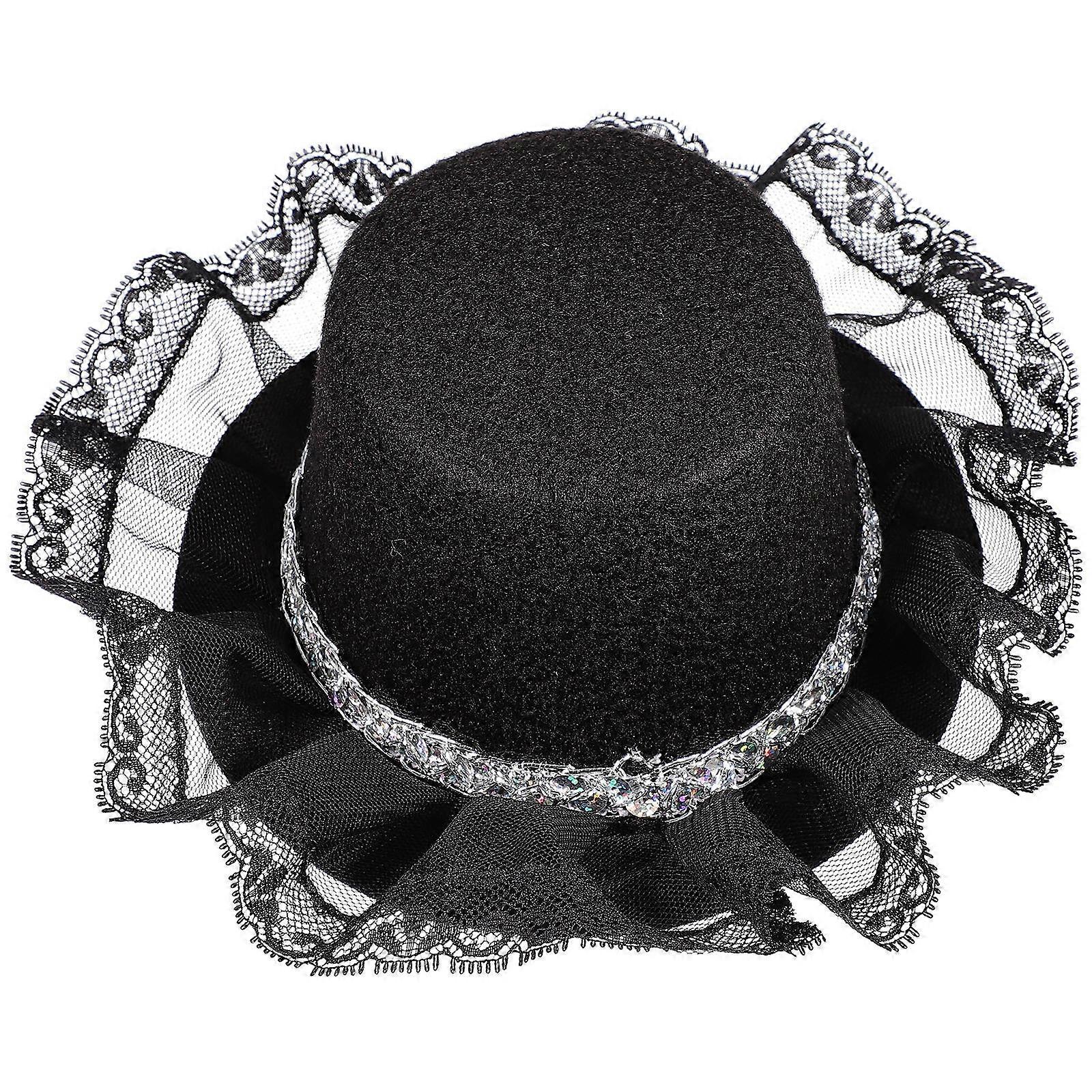 Black Decorative Hat Set 5Pcs For Pets Designed For Cosplay Birthdays With Adjustable Fit And Bowler Shape