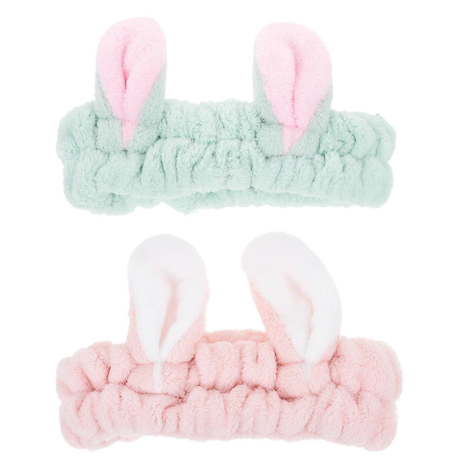 Ear Headband Rabbit Ears Headbands for Face Washing 10Pcs Assorted Color