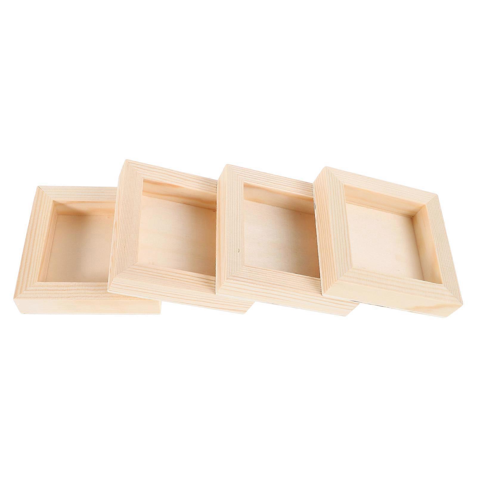 DIY Wooden Photo Frames for Crafts 12Pcs Small Beige Set