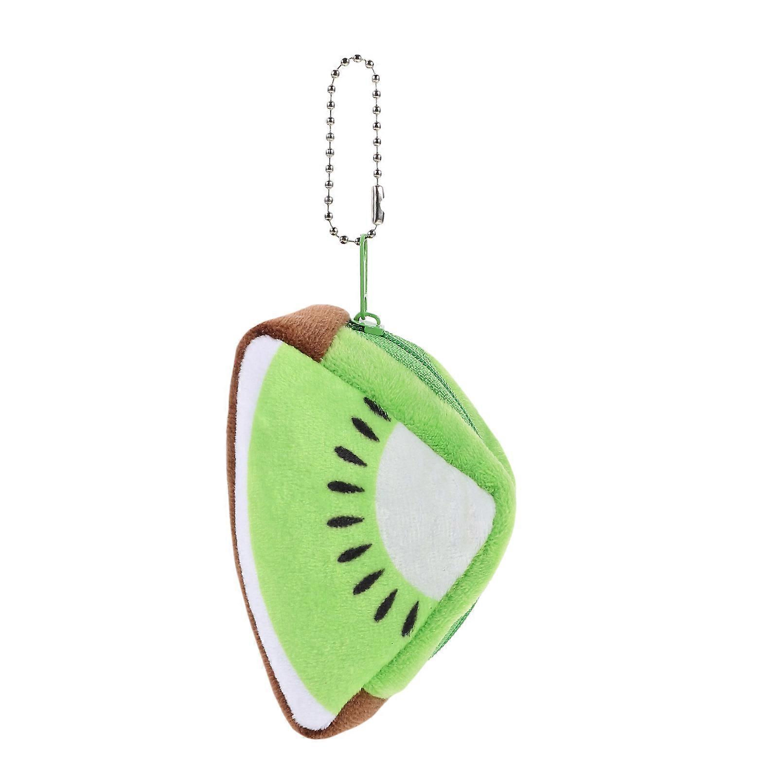 Light Green Fruit Coin Purse Plush Triangle Wallet for Storage 5Pcs