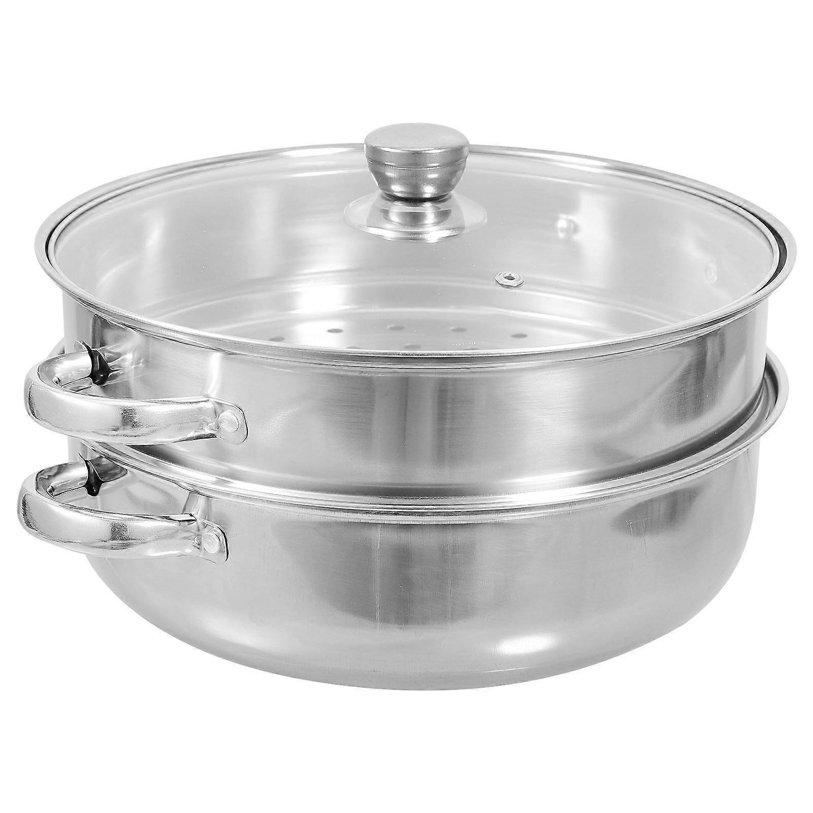 Stainless Steel Steamer Pot For Cooking Vegetables Steaming Buns Soup Stewing 1 Set Thickened Double Layer Design