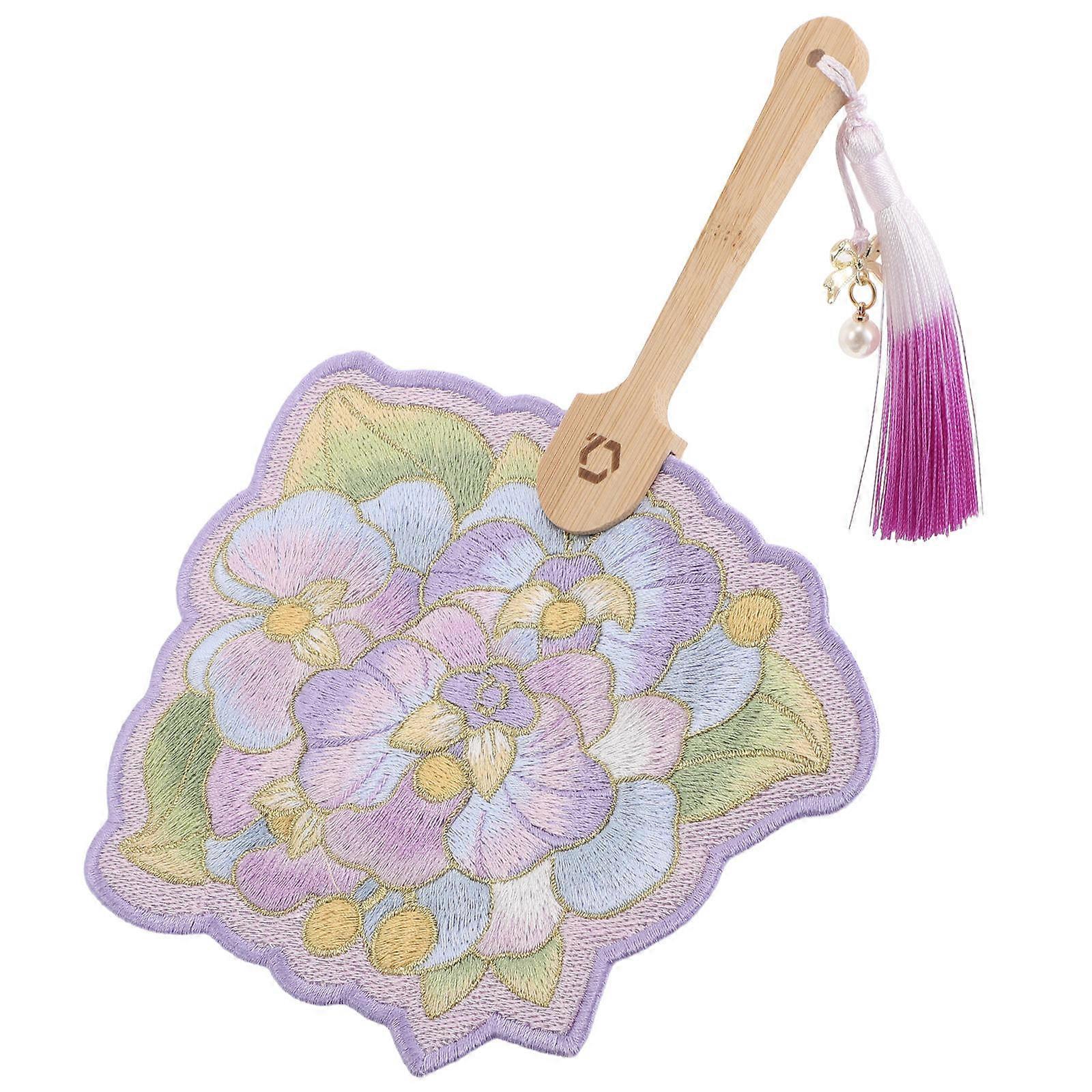 Flower Shape Hand Fan with Wooden Handle for Dance 5Pcs Set