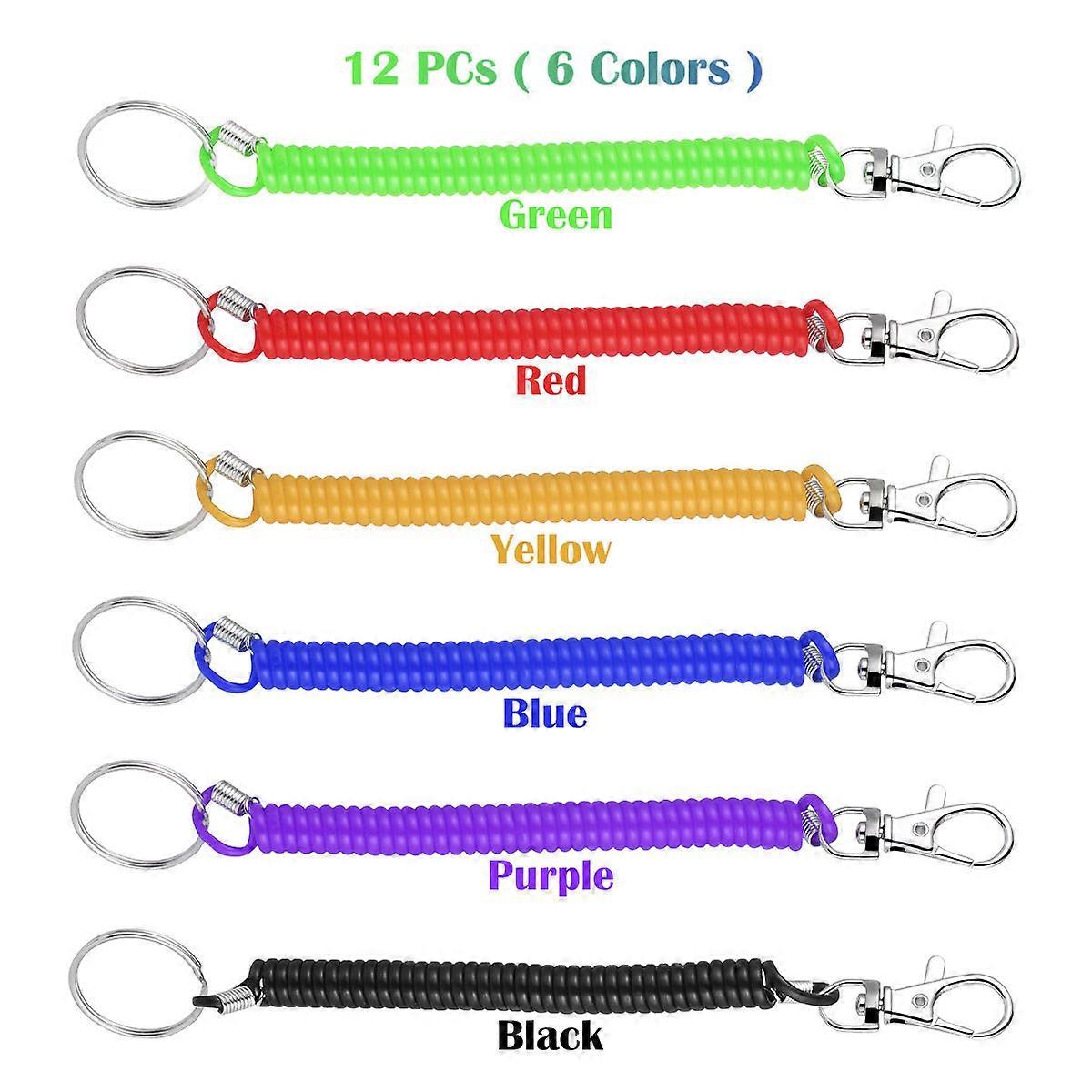 Spring Keyring Retractable Plastic Key Holder for Daily Use 12 Pieces
