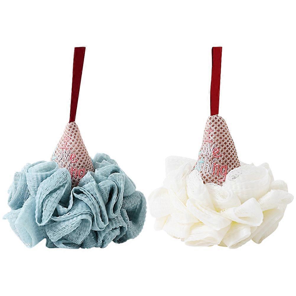 Ice Cream Shape Shower Loofah Exfoliating Bath Sponge 4Pcs White