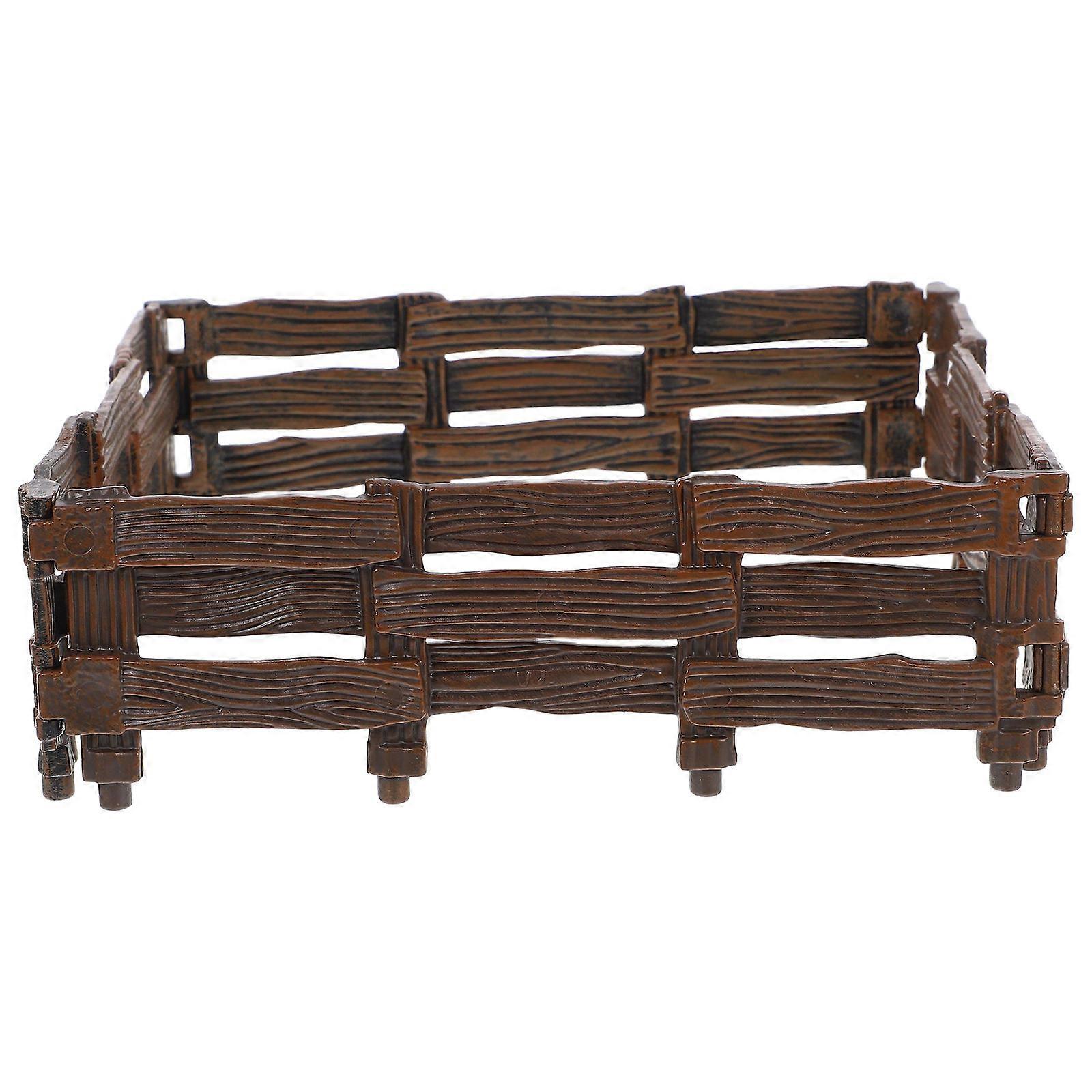 Simulation Fence Mini Garden Fence for Decoration 4Pcs PVC Brown