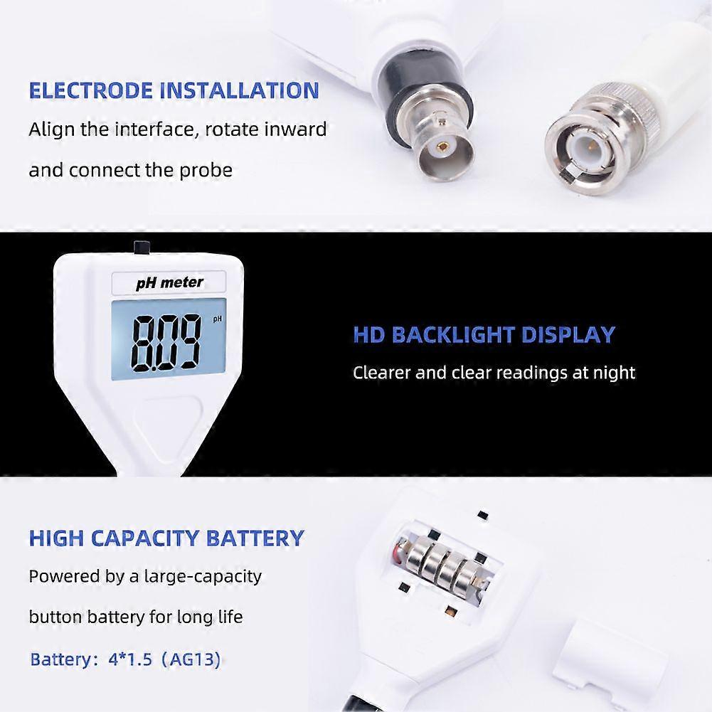 PH-98218 Skin PH Meter Acidimeter Tester Replaceable Probe LCD Display Digital Acidity Meter Portable Multipurpose Meter Soil/Food/Skin Waterproof Mul