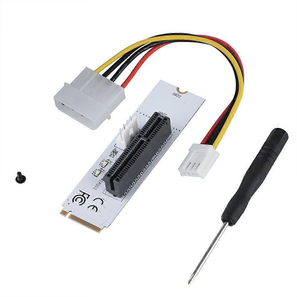 NGFF M.2 Key M to PCI-E Express 4X Riser Card Adapter w  LED Voltage Indicator Big 4P Power C