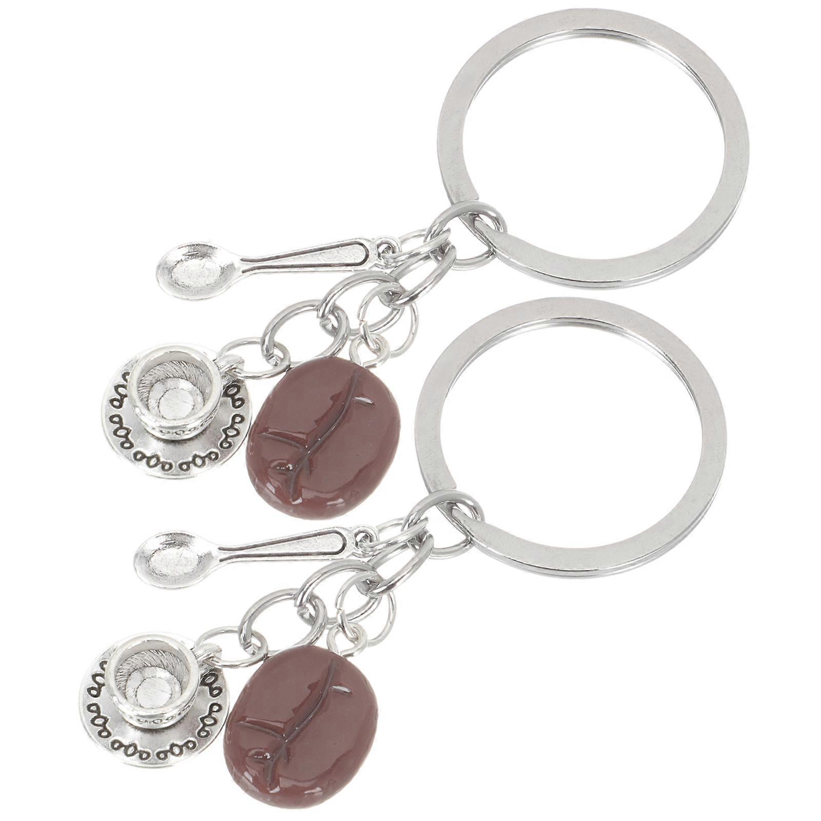 Coffee Theme Keychain Coffee Bean Pendant for Decor 6Pcs