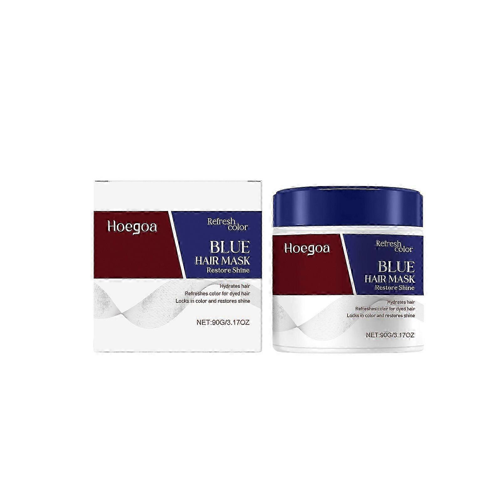 Blue Hair Color Depositing Mask, Deep Conditioner Treatment Intensely Hydrating, Refreshes Color & Tone, Restore Shine, 90g_i*