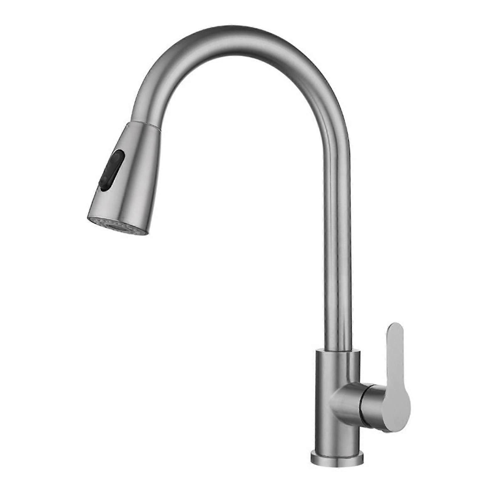 Brushed Nickel Kitchen Faucet, Single Hole, PullOut, Deck Mounted, Hot And Cold