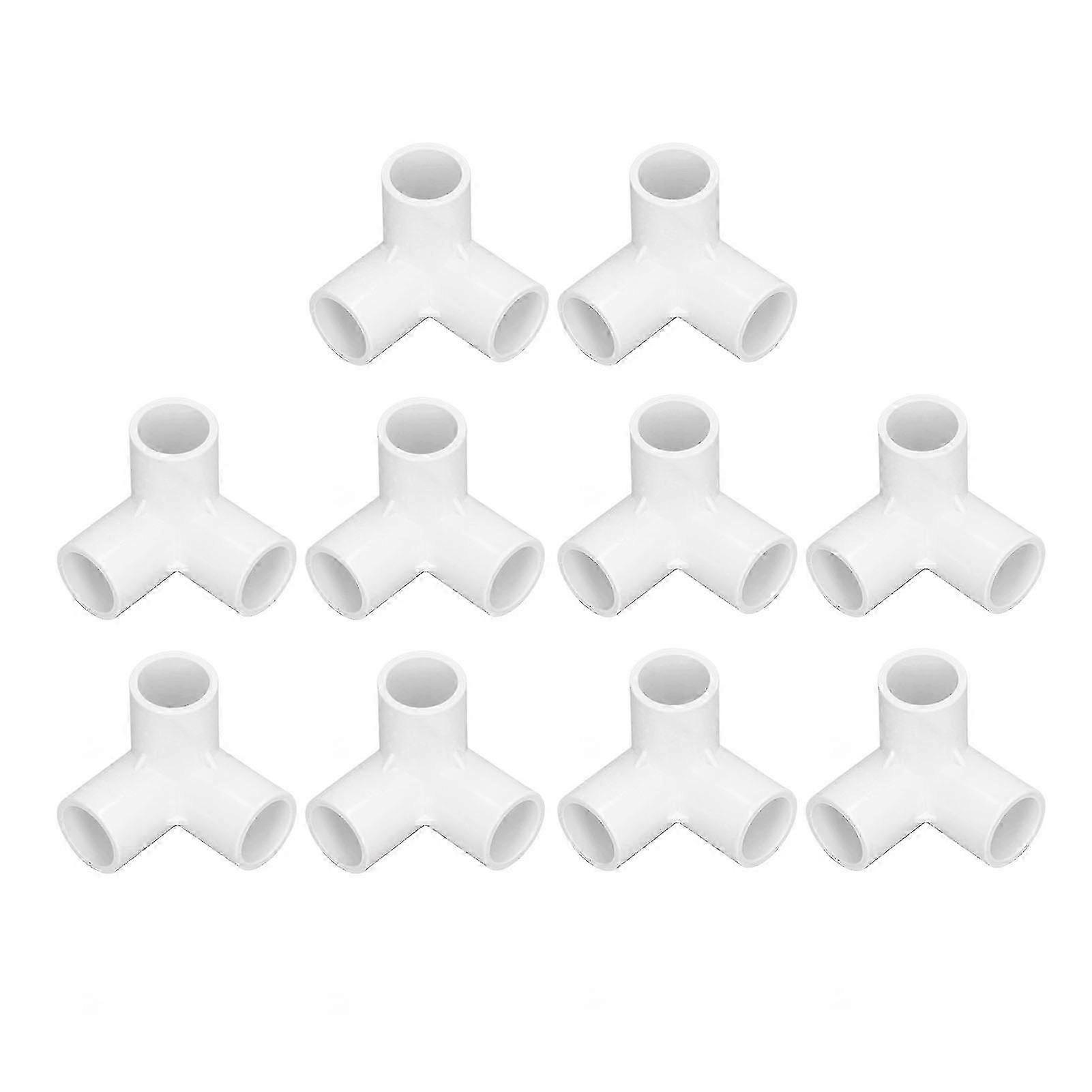 10PCS PVC Plastic 3 Way Pipe Fittings - 20mm Inner Diameter White Right Angle Tee Corner Connector miao7