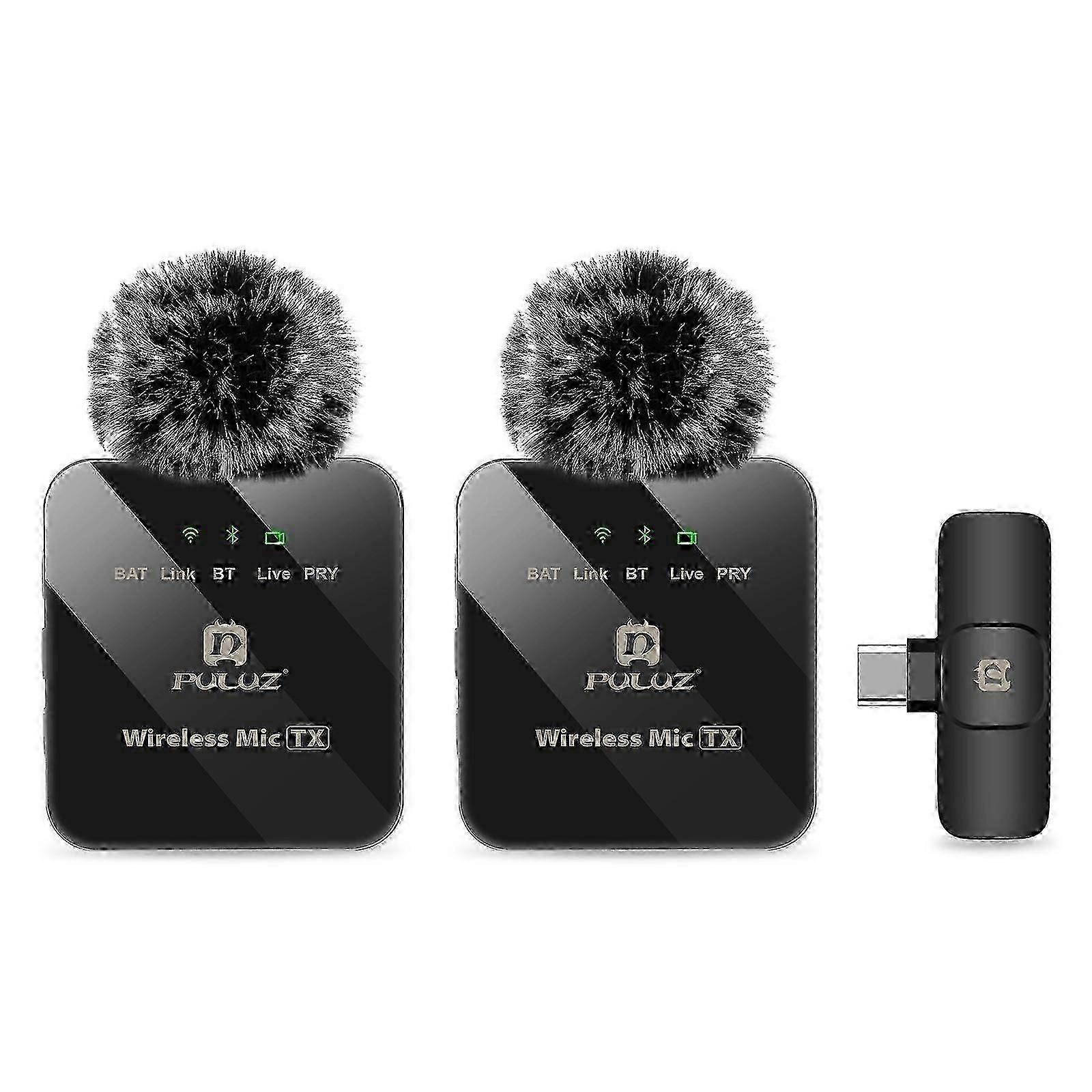 Wireless Lavalier Microphone with Noise Reduction for Smartphones Type-C Receiver and Dual Mics