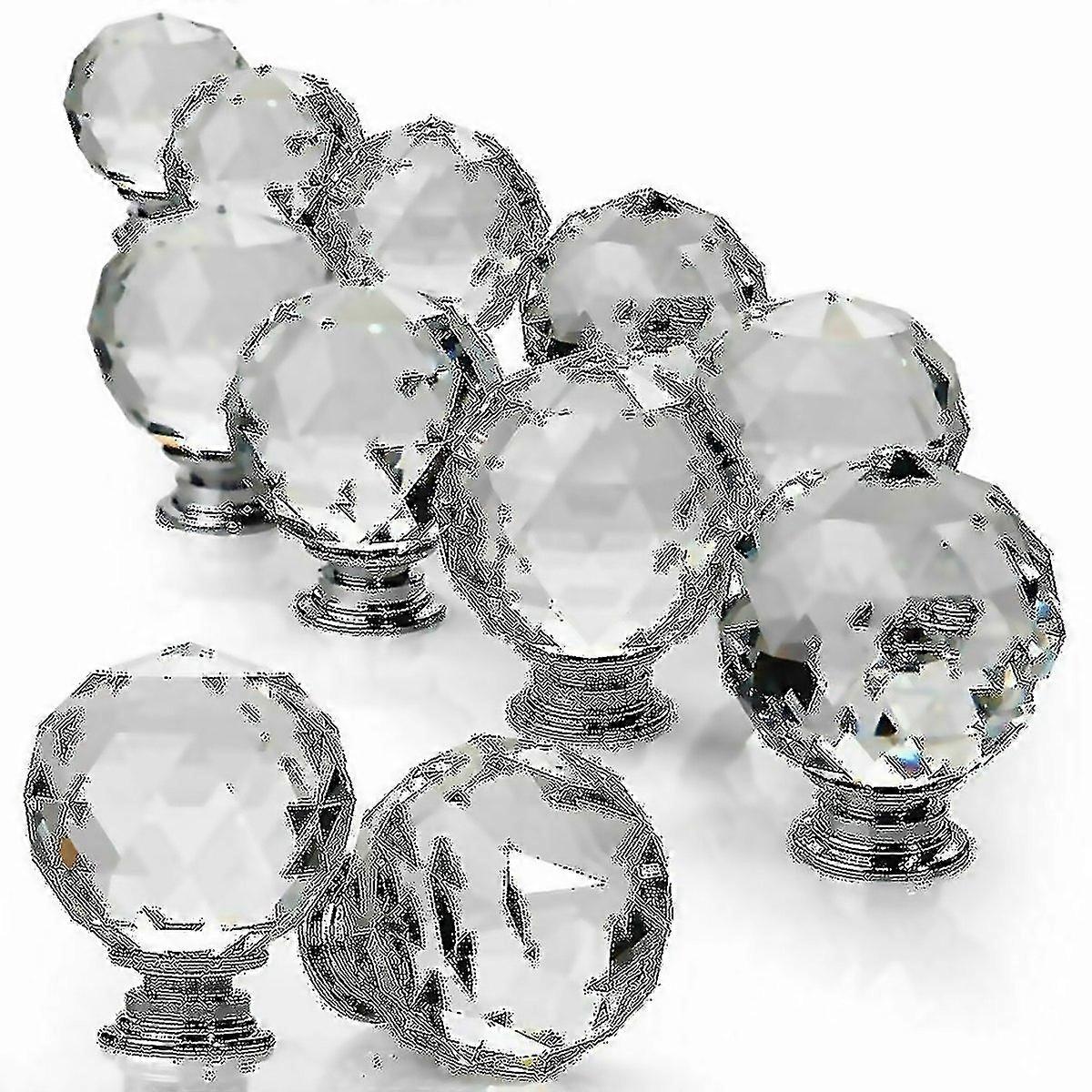 For 20 X Crystal Glass Door Knobs Diamond Drawer Knobs Cabinet Draw Pull Handle Snngv Suitable For E