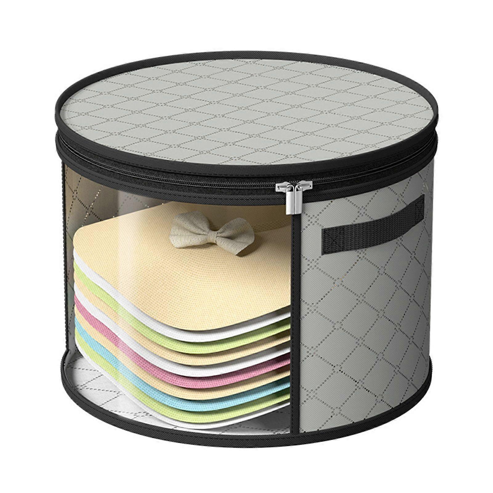 Transparent Hat Storage Bucket Cap Organizer Large Capacity Zipper Closure Dustproof Cowboy Hat Storage Box