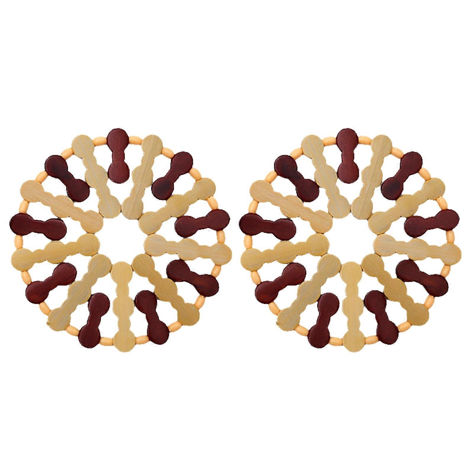 Hariumiu Heat-insulating 2pcs Insulated Multi-purpose Bamboo Non-slip Heat Resistant Pot Pad for Home Dining Table