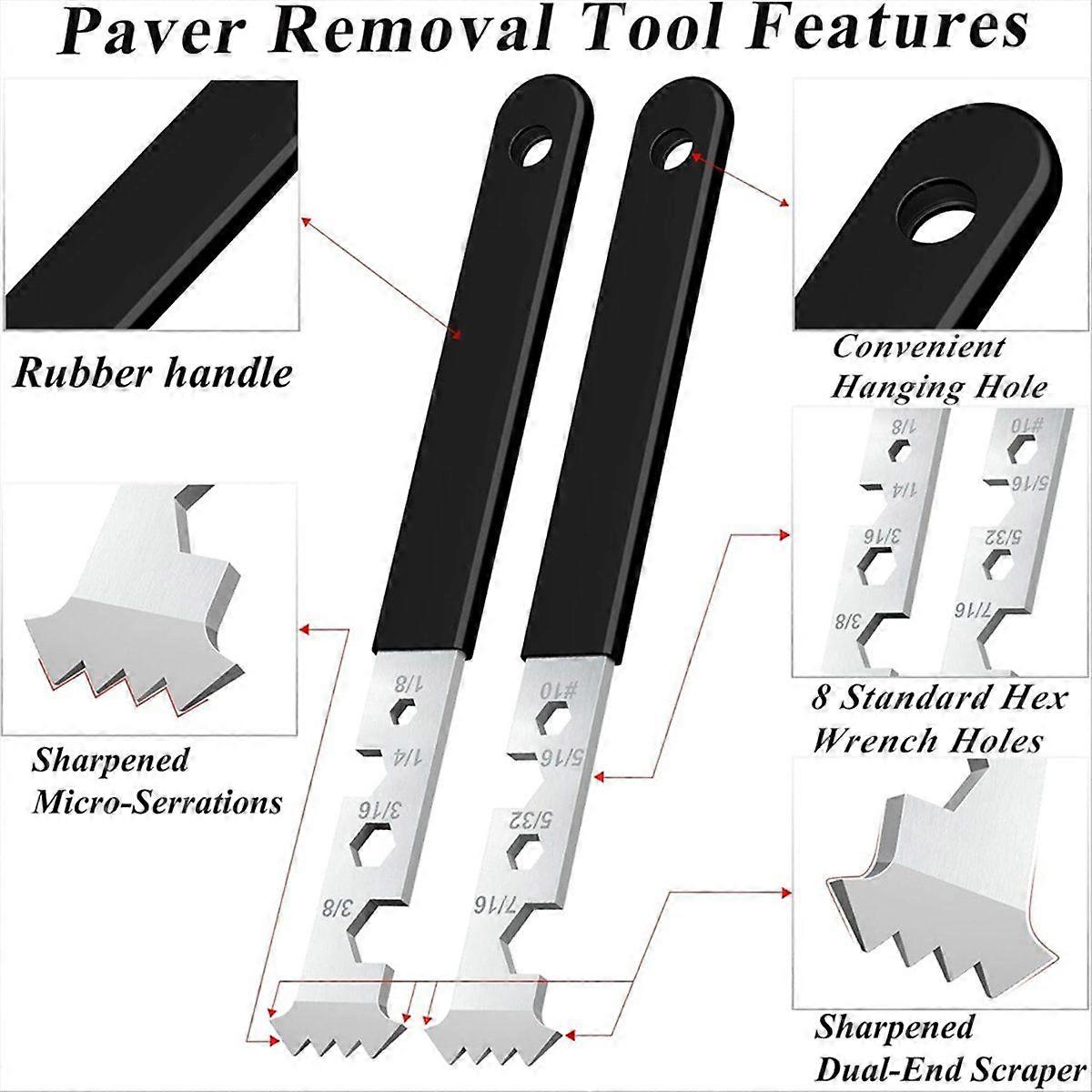 2-in-1 Paver Removal Tool with Hex Wrench, 2Pcs Set Paver Puller Tool with Double Joint Scrapers, M