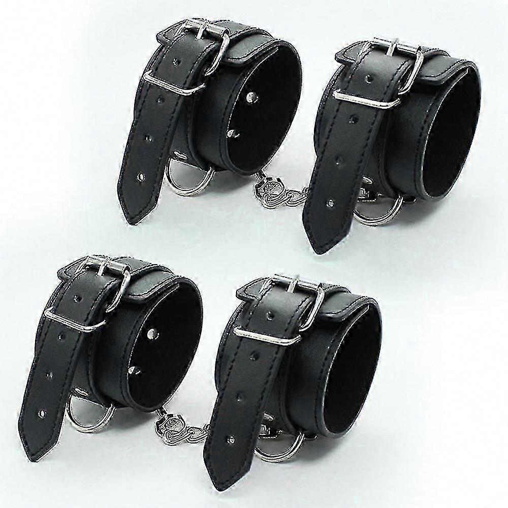 Μαύρες δερμάτινες τιράντες αστραγάλου για προπόνηση, μανσέτες γυμναστικής, γλουτούς, πόδια, γιόγκα στο σπίτι, άνδρες, γυναίκες