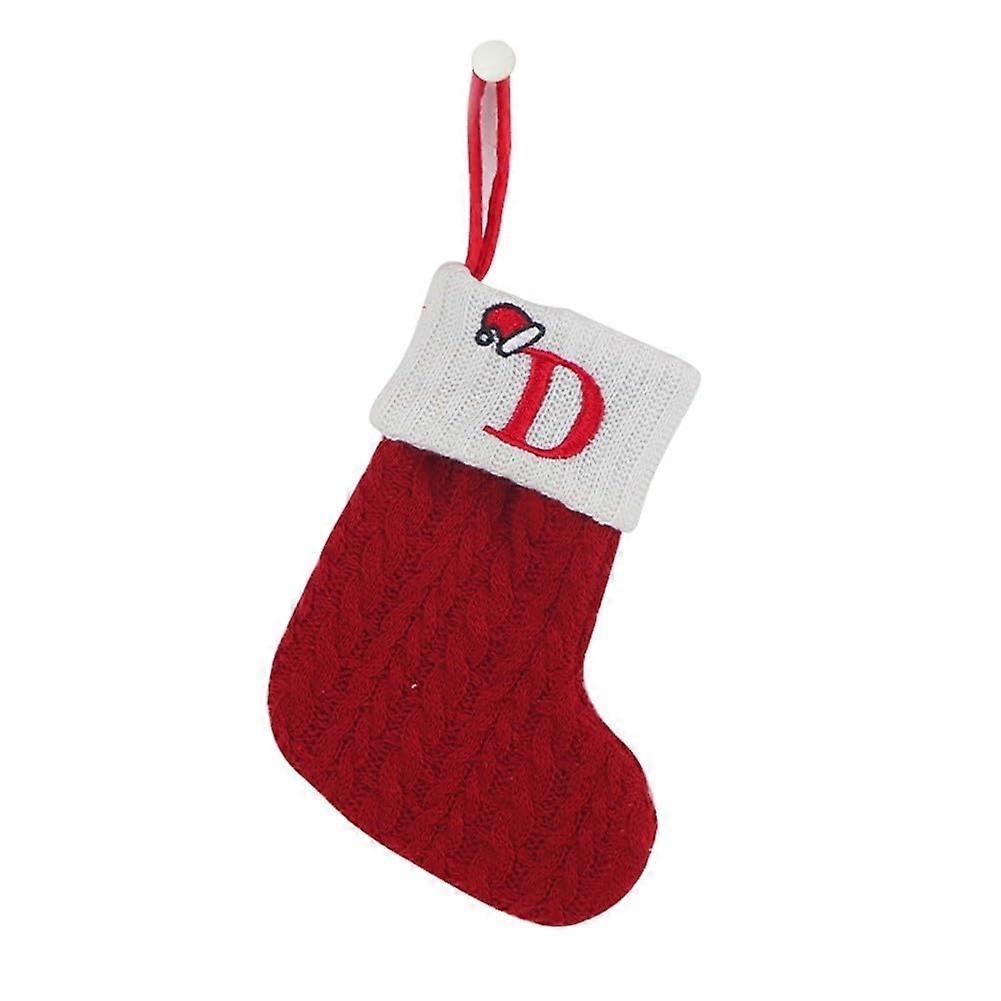 Decorative Holiday Stocking Knitted Material For Hanging On Trees Or Wreaths (D)