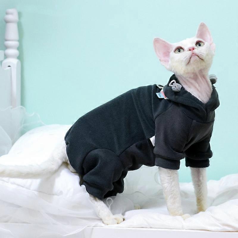 Fleece 4-legged Soft Sweater for Sphynx Cat Winter thick Warm Hooded Red Green Sweatshirt for Kittens Devon Rex coat in Autumn